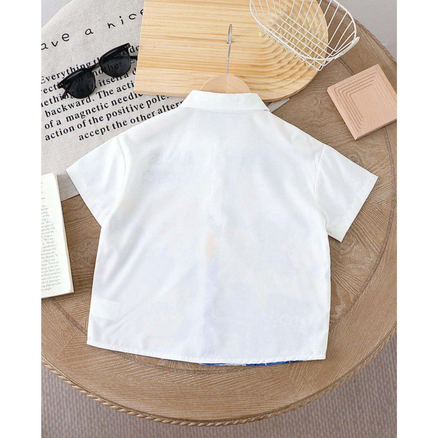 Venutaloza Cartoon Character Letter Print Short Sleeve Casual Shirt For Boy.