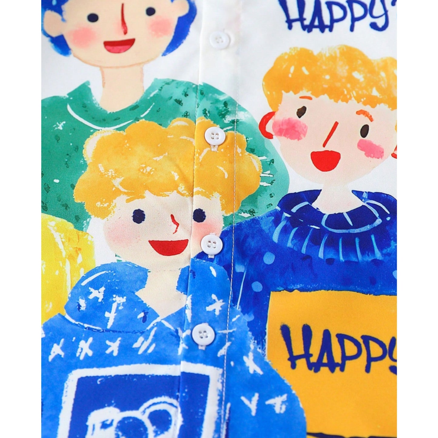 Venutaloza Cartoon Character Letter Print Short Sleeve Casual Shirt For Boy.