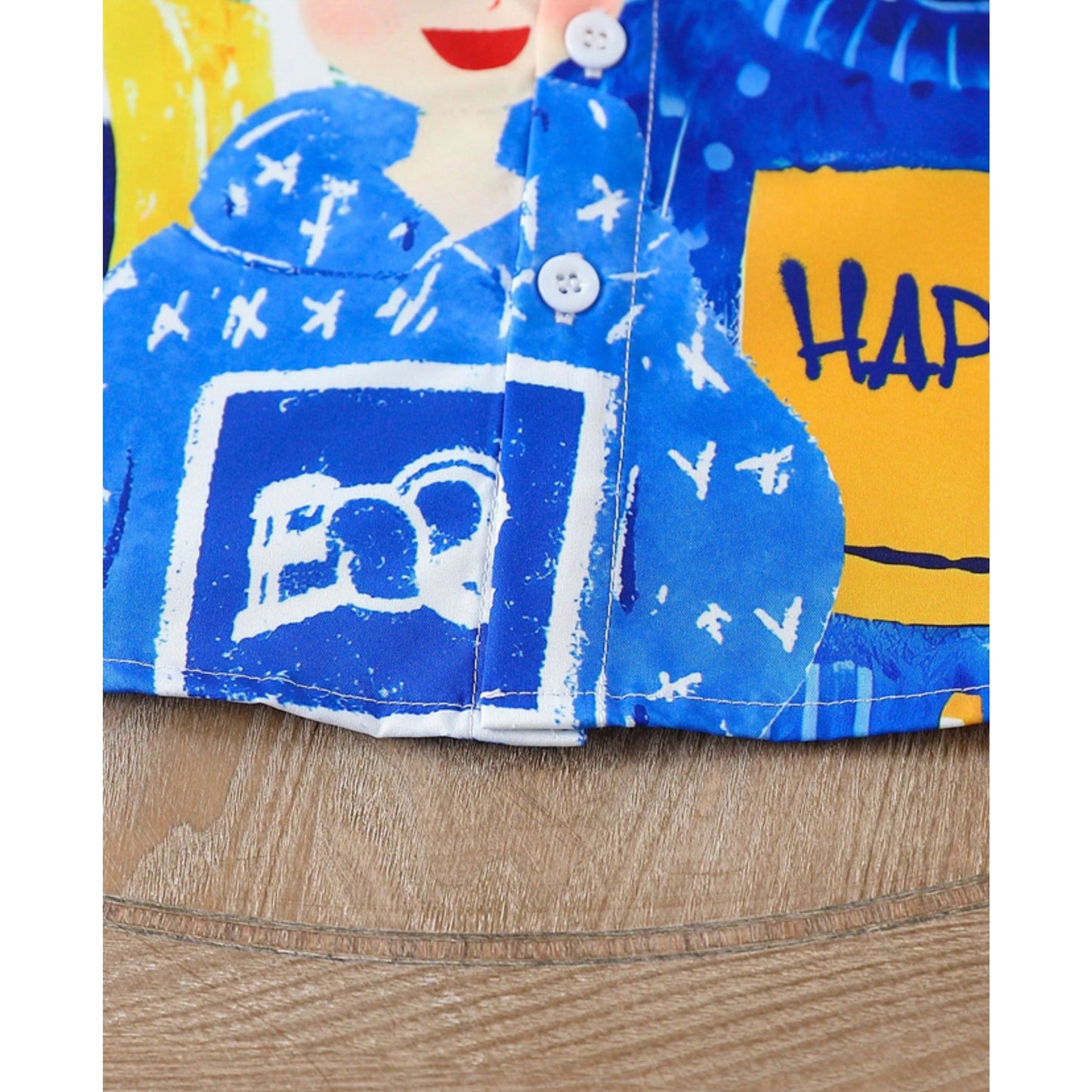 Venutaloza Cartoon Character Letter Print Short Sleeve Casual Shirt For Boy.
