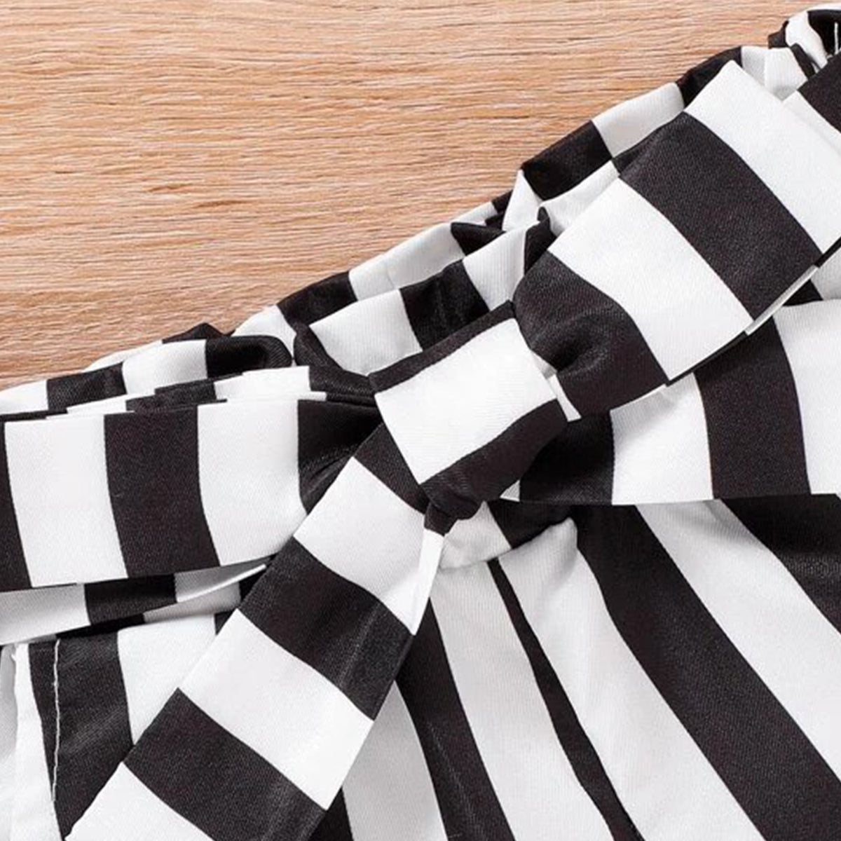Toddler Girls Striped Black Peparbag Waist Belted Shorts For BabyGirls.