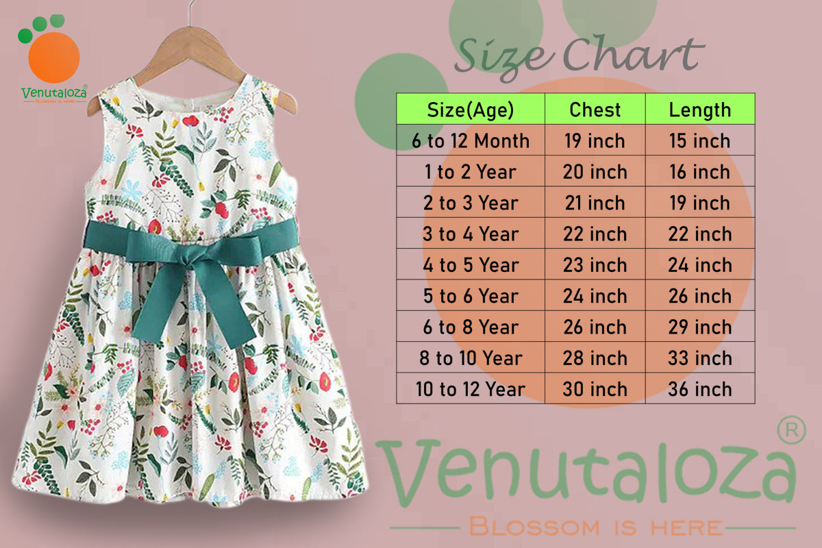 Kids New Fashion Green Floral Frock & Dress for Baby Girls.