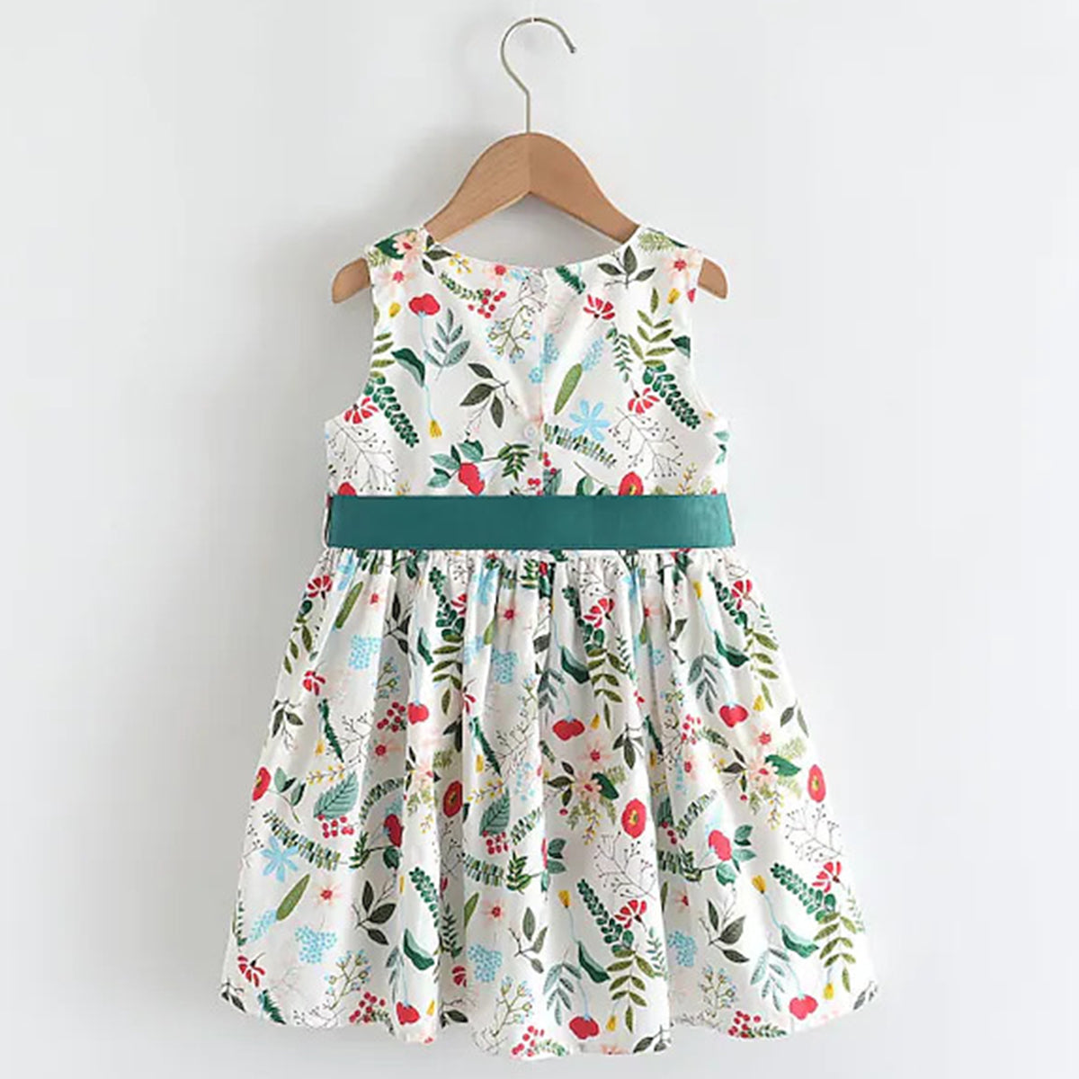 Kids New Fashion Green Floral Frock & Dress for Baby Girls.
