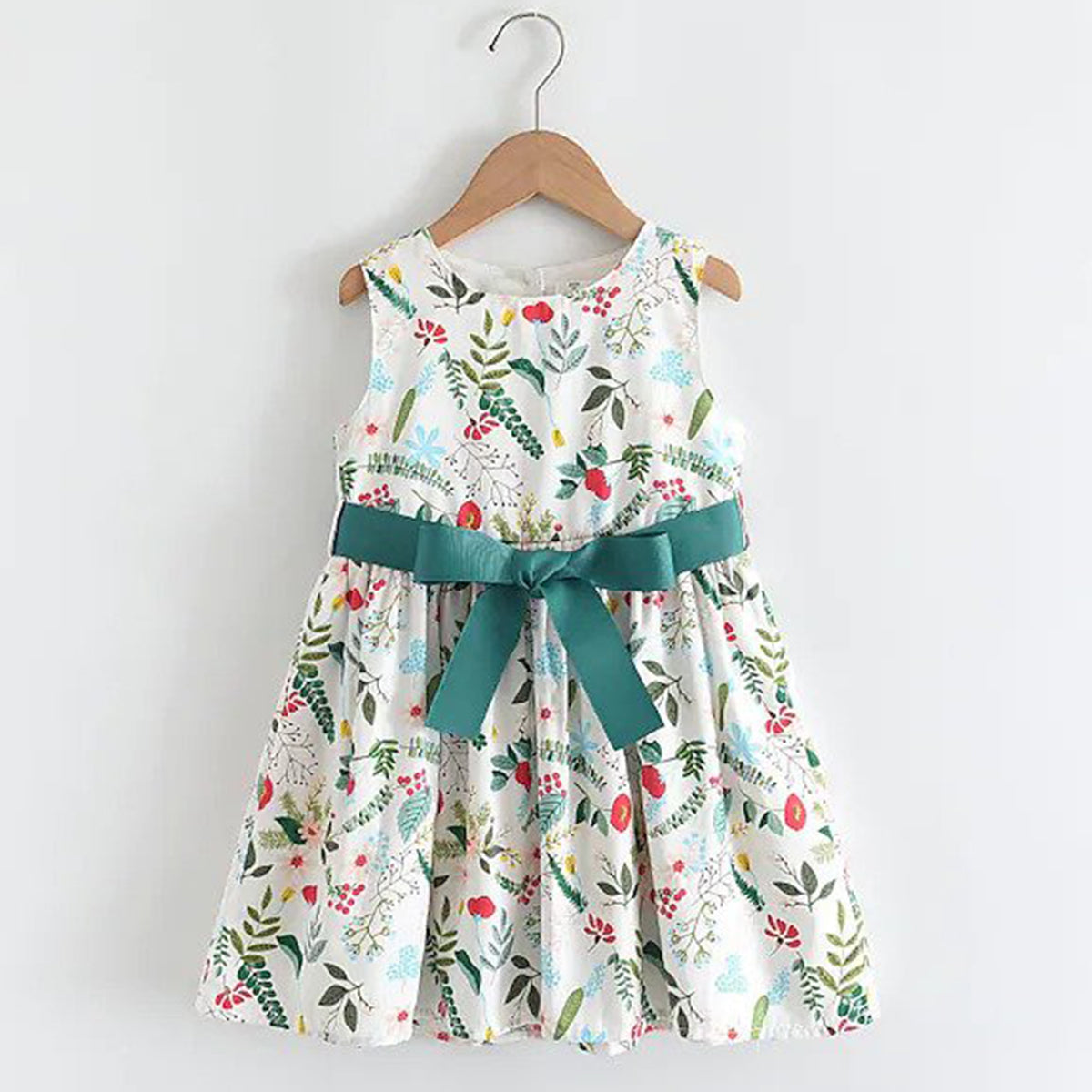 Kids New Fashion Green Floral Frock & Dress for Baby Girls.