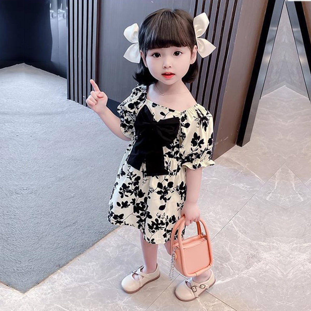 Toddler Girls Plants Raglan Sleeve Tunic Dresses & Frocks for Baby Girl.