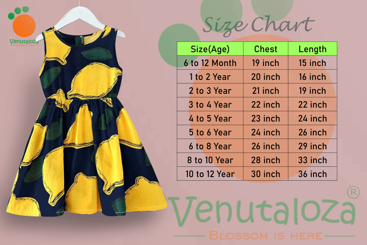 BabyGirl's Cotton Black Yellow Lemon Designer Frocks & Dresses for Kids.