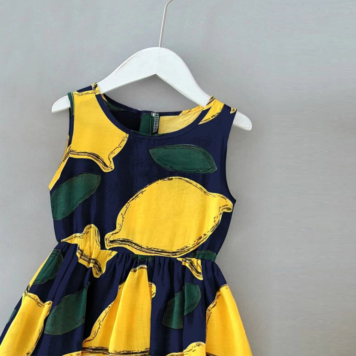 BabyGirl's Cotton Black Yellow Lemon Designer Frocks & Dresses for Kids.
