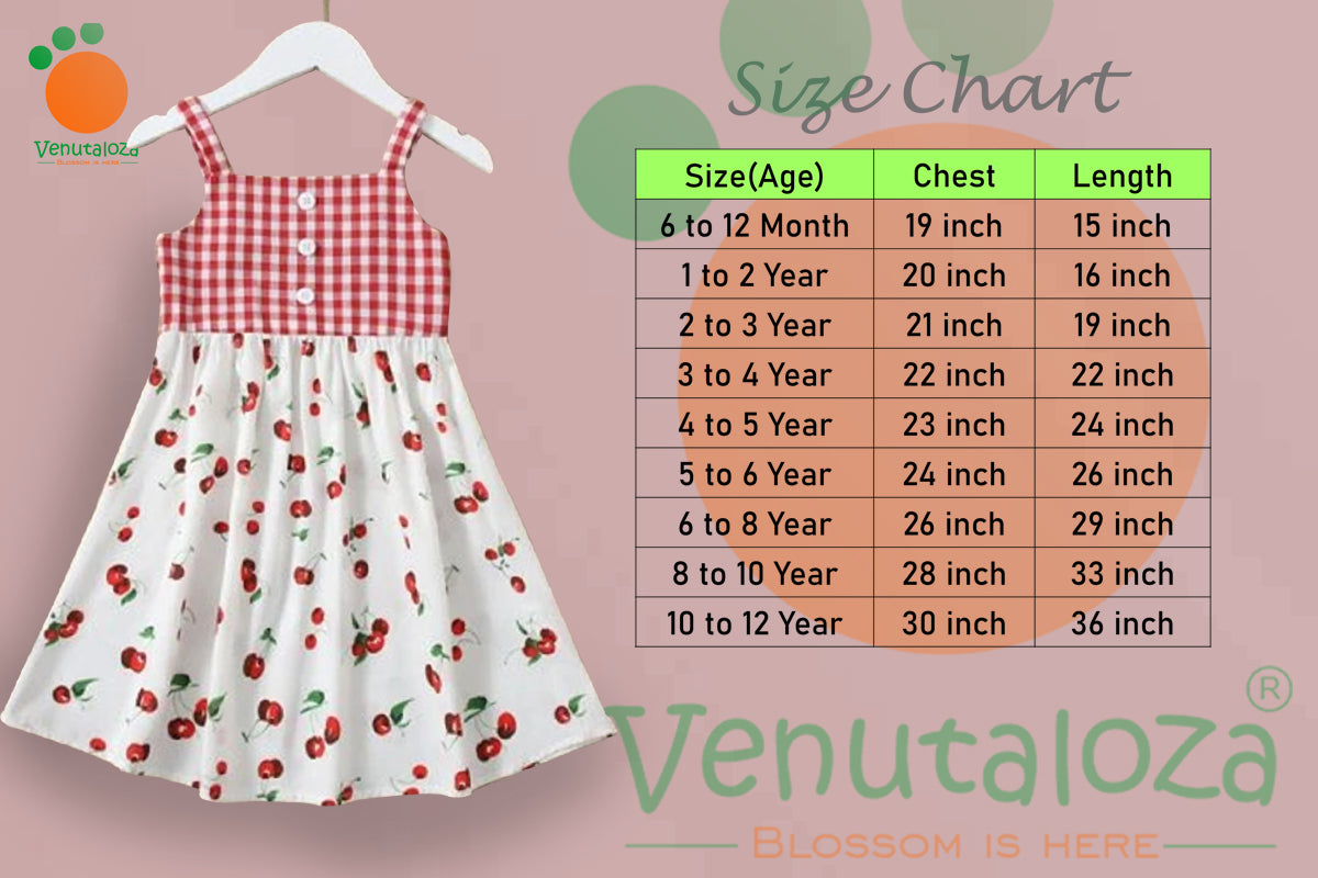 BabyGirl's Cotton Stylish Red Cherry Designer Frocks & Dresses for Kids.