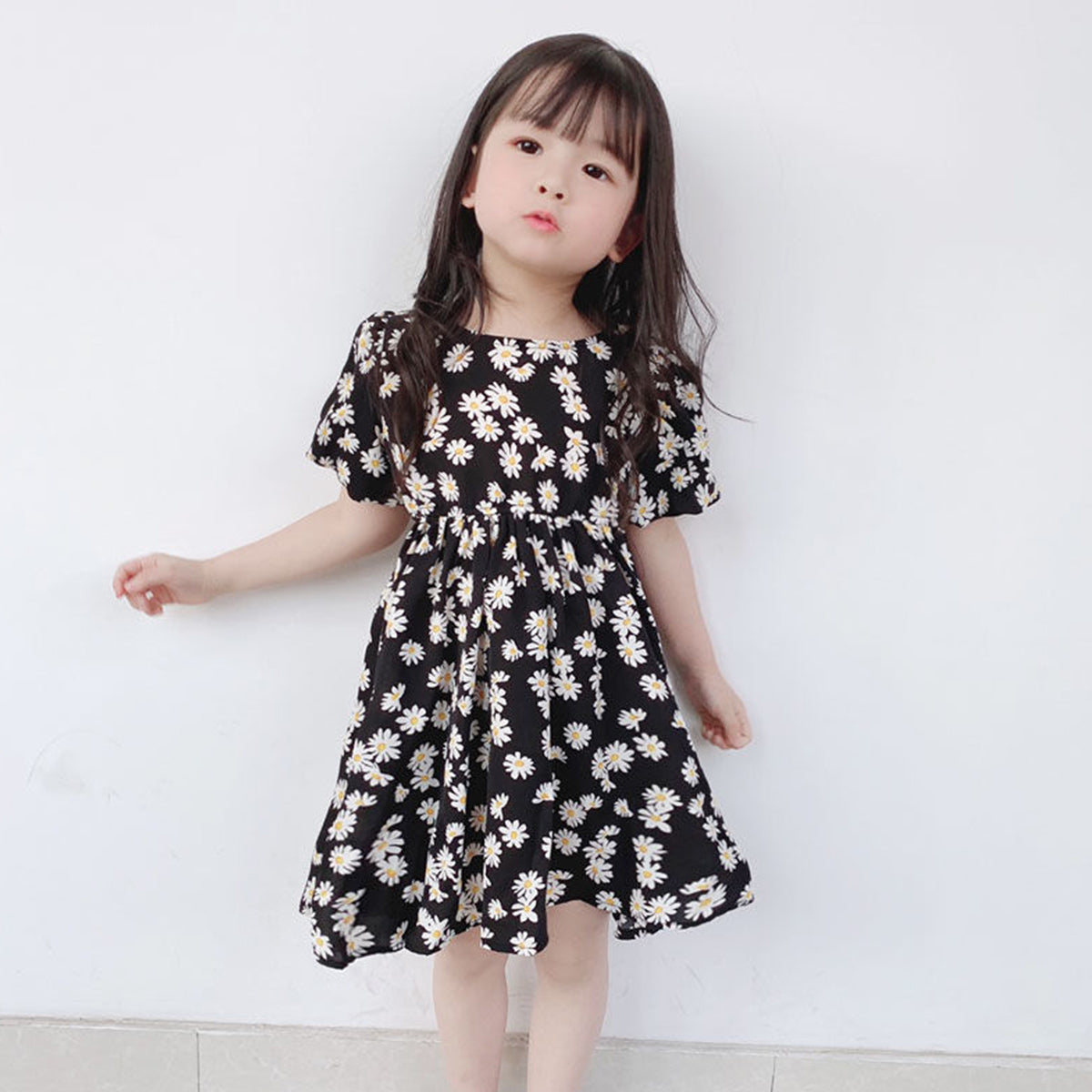 Babydoll Stylish Black Floral Designer Frocks & Dresses for Baby Girl.