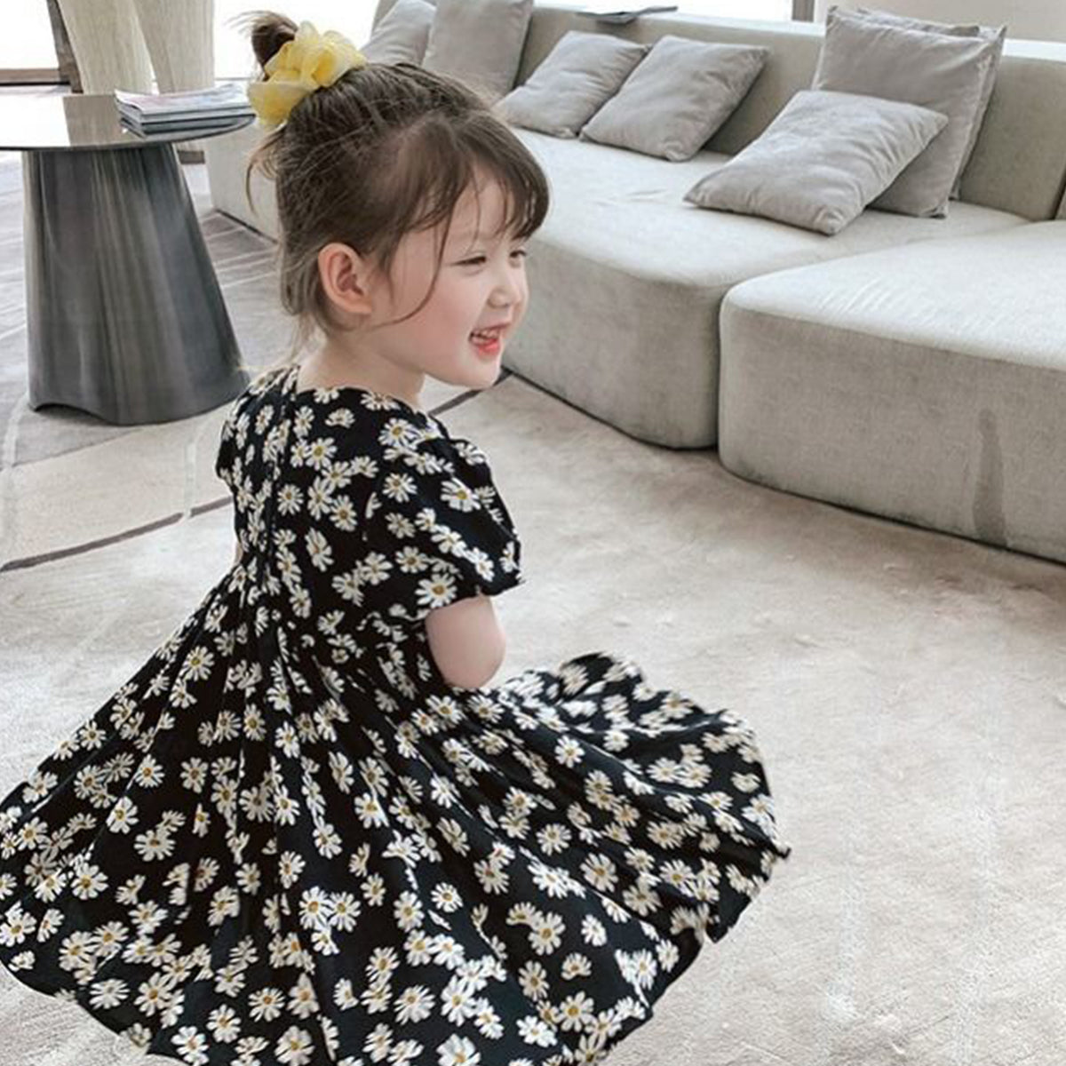 Babydoll Stylish Black Floral Designer Frocks & Dresses for Baby Girl.