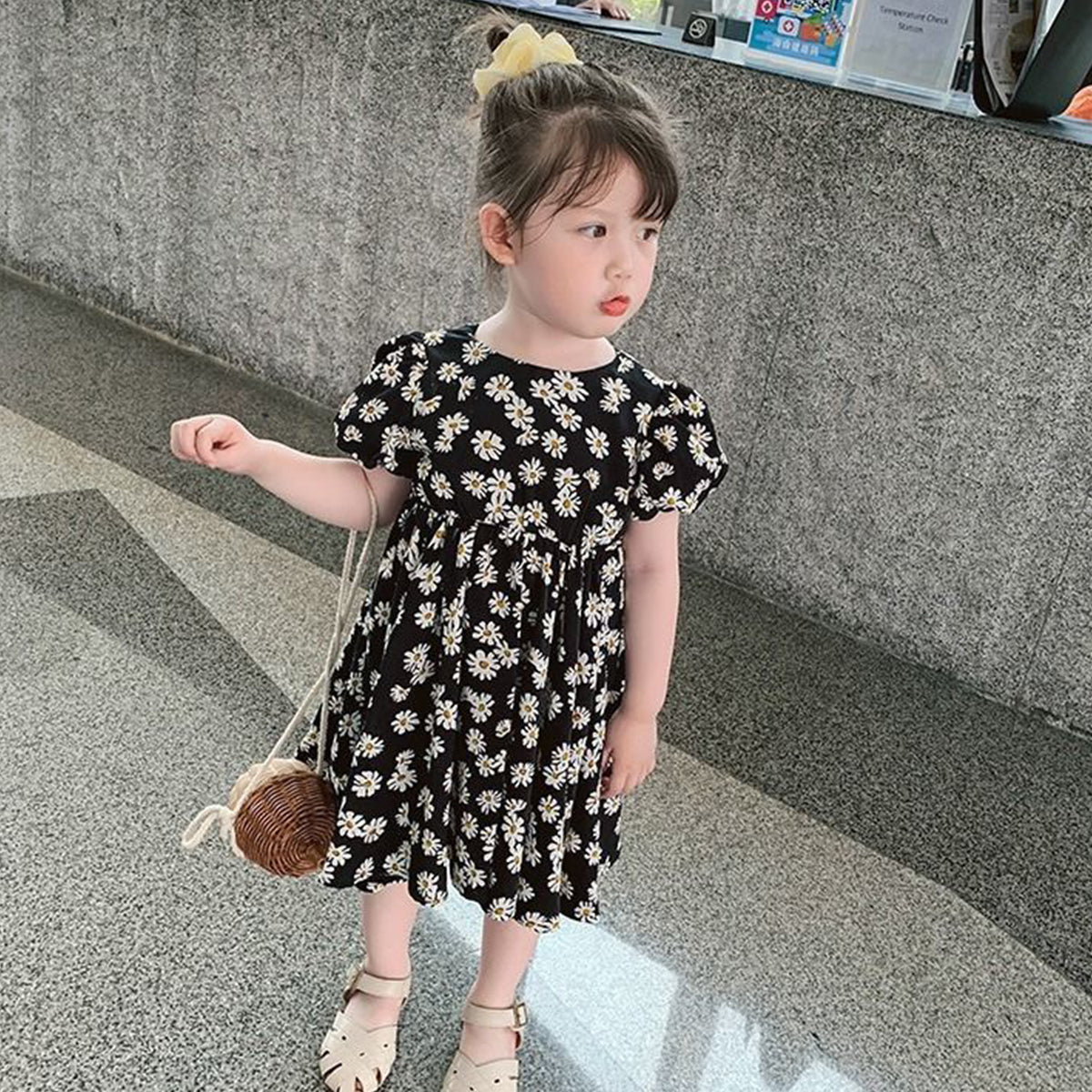 Babydoll Stylish Black Floral Designer Frocks & Dresses for Baby Girl.