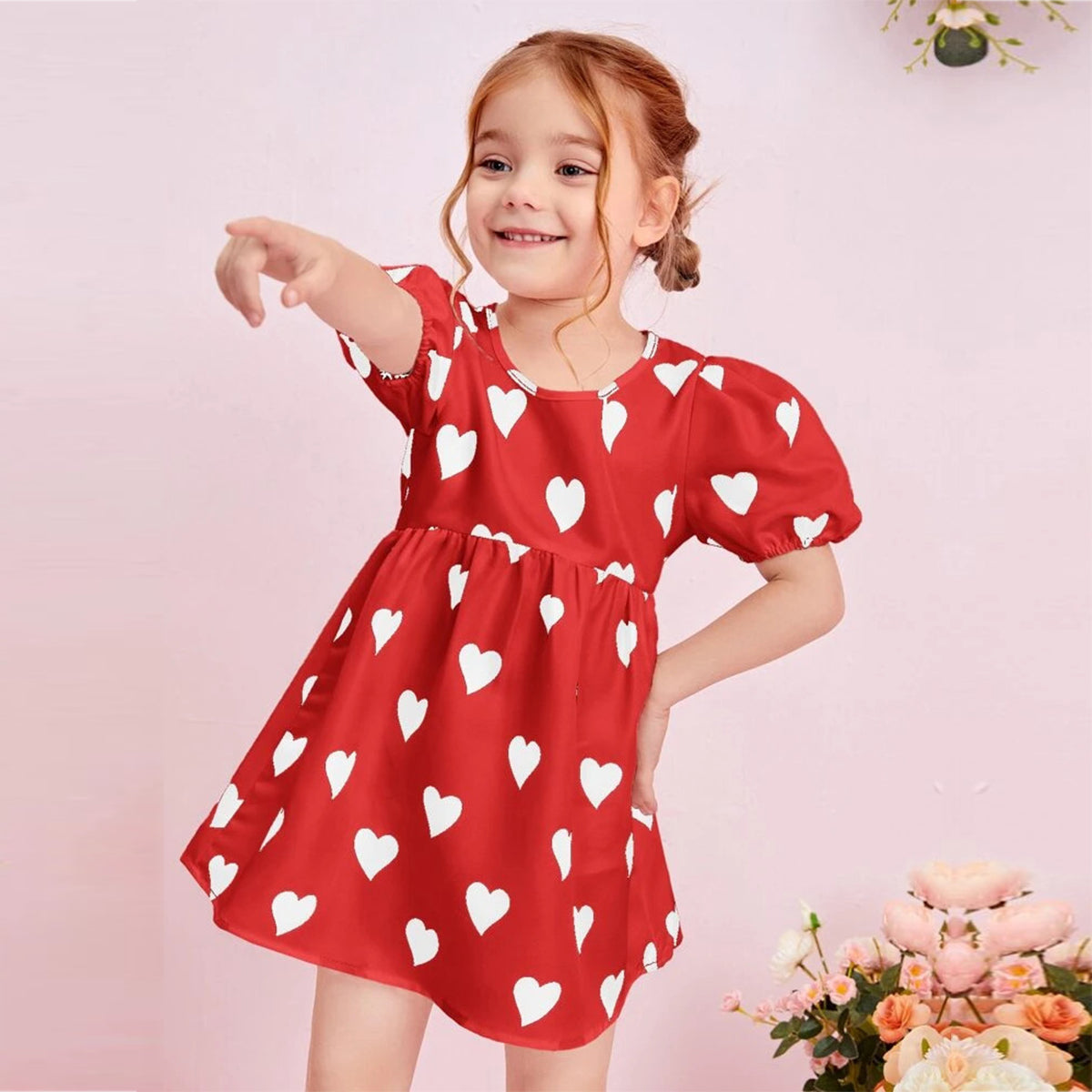 Stylish Kids New Fashion White_Red Frock & Dress for Baby Girls.