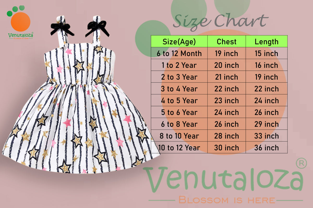 Babydoll Stylish Star Black Lining Multicolor Frocks & Dresses for Baby Girls.