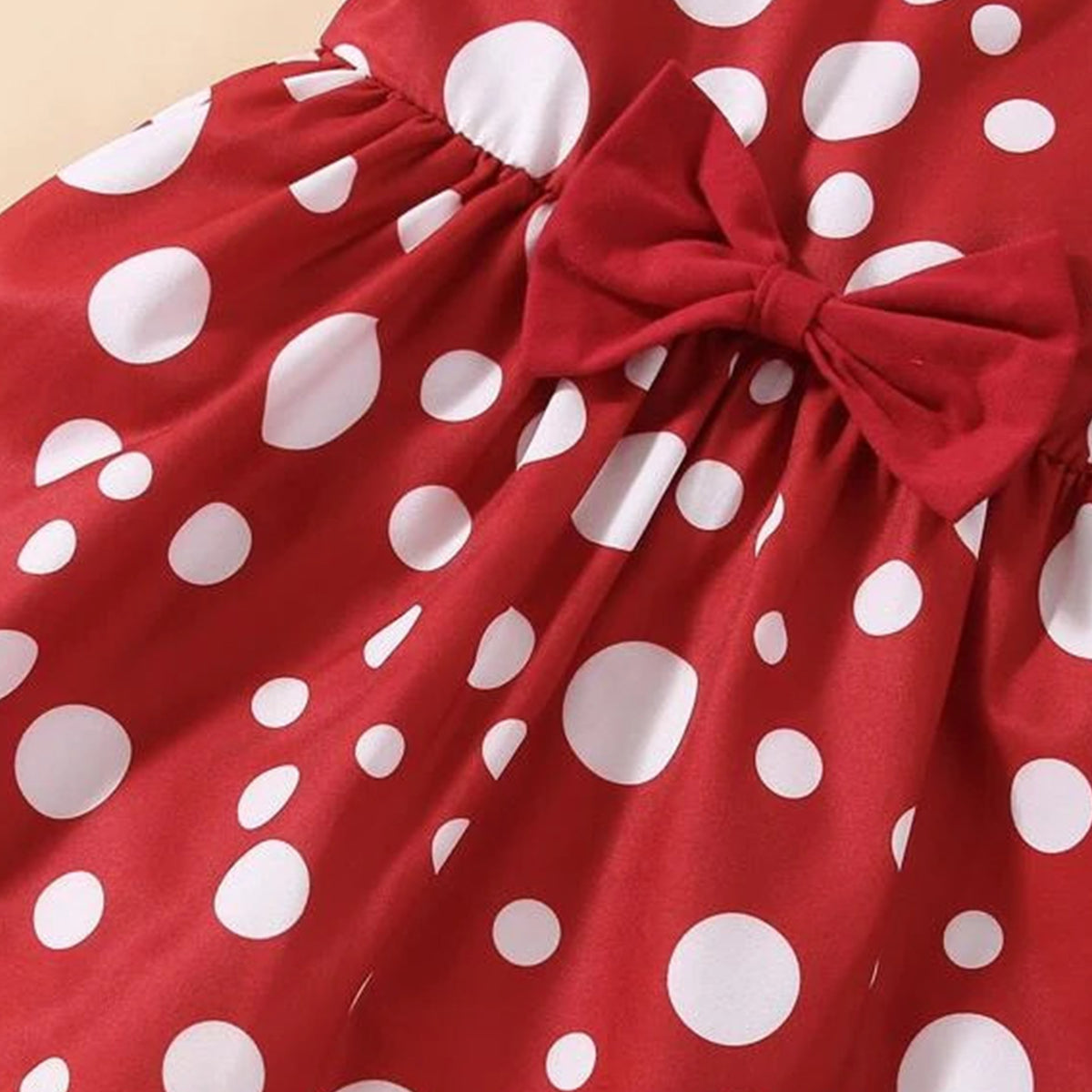 BabyGirl's Cotton Polka Red Dot Bow Front Stylish Frocks & Dresses for Kids.