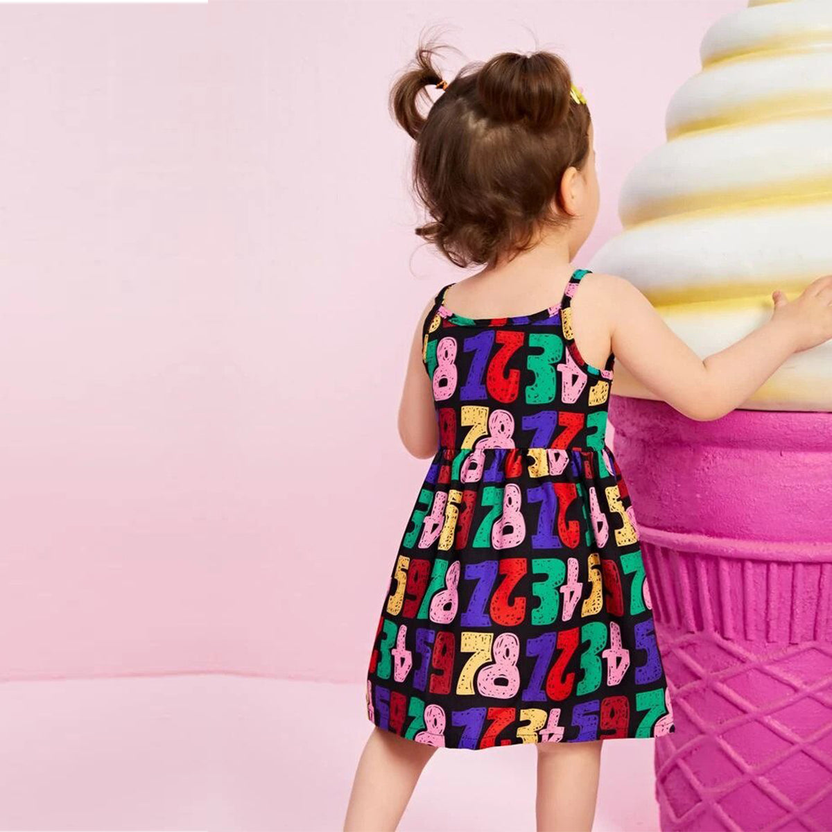 Princess BabyGirl Stylish Allover Letter Cami Cotton Frocks & Dresses for Kids.