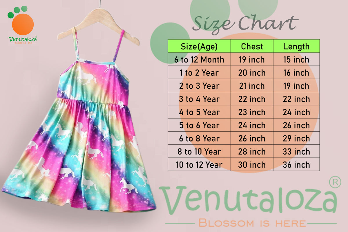 Stylish Omber Unicorn Tunic Design Midi Frock Dress for Baby Girl.