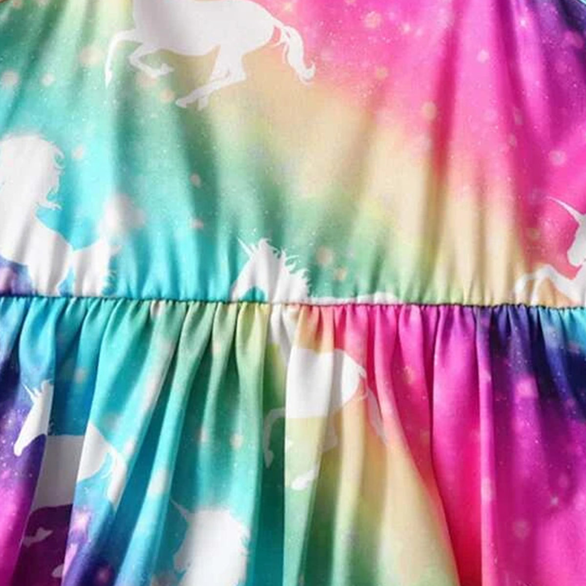 Stylish Omber Unicorn Tunic Design Midi Frock Dress for Baby Girl.