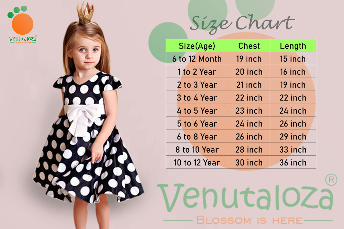 Toddler Girls Polka White_Black Dot Belted Designer Frocks for Baby Girl.