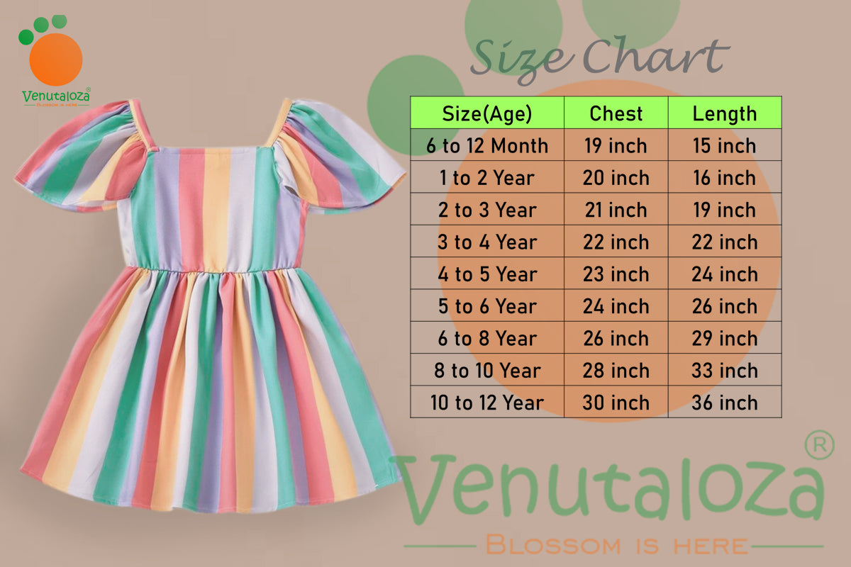 Babydoll Princess Rainbow Stripe Cap Designer Frocks for Baby Girl.