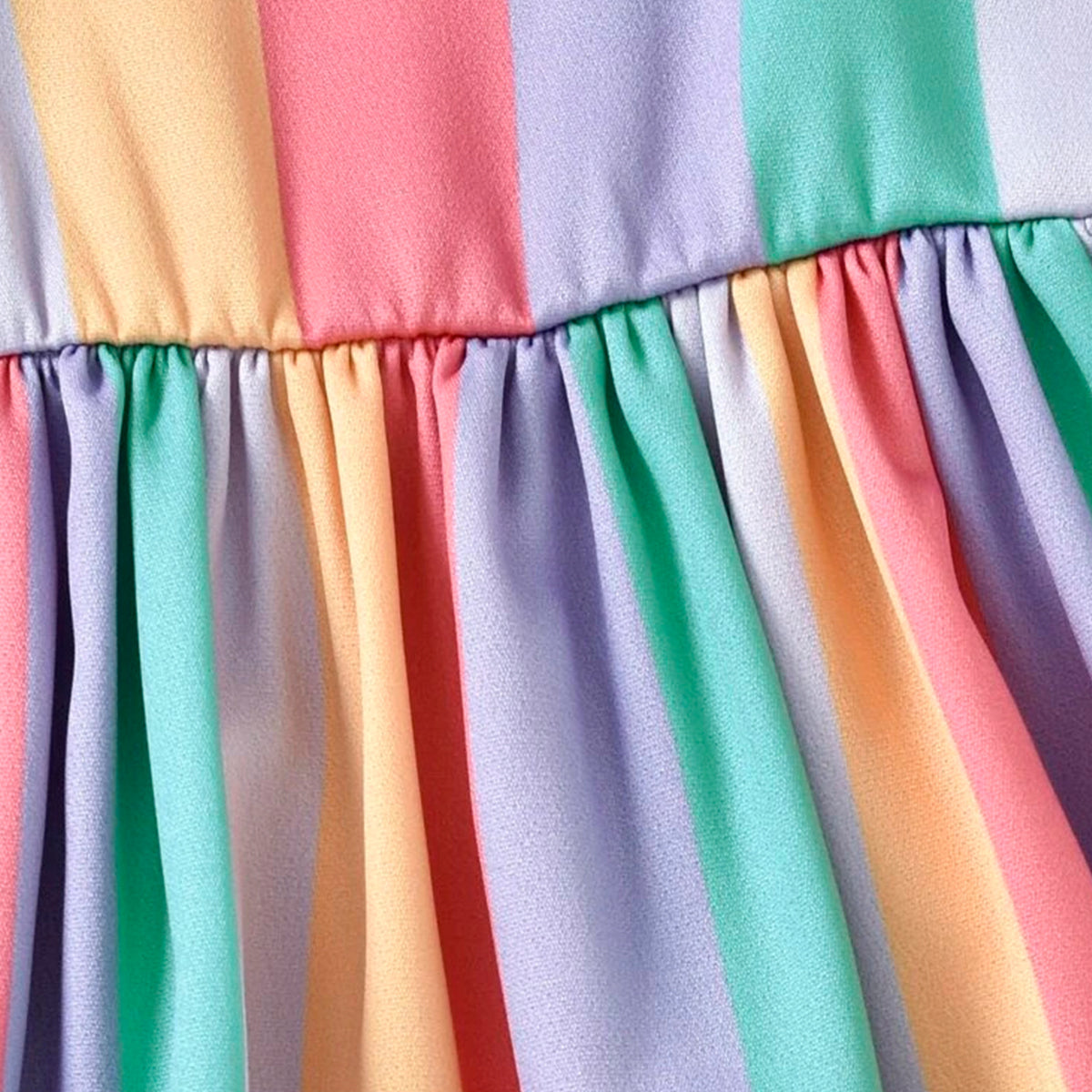 Babydoll Princess Rainbow Stripe Cap Designer Frocks for Baby Girl.