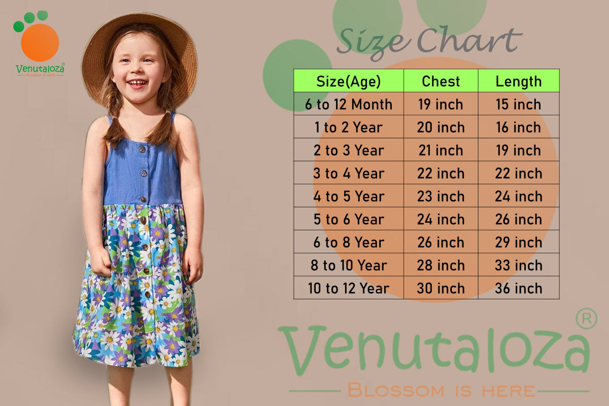 Venutaloza Baby girl Princess Floral Button Front Cami Designer Frocks for Baby Girl.