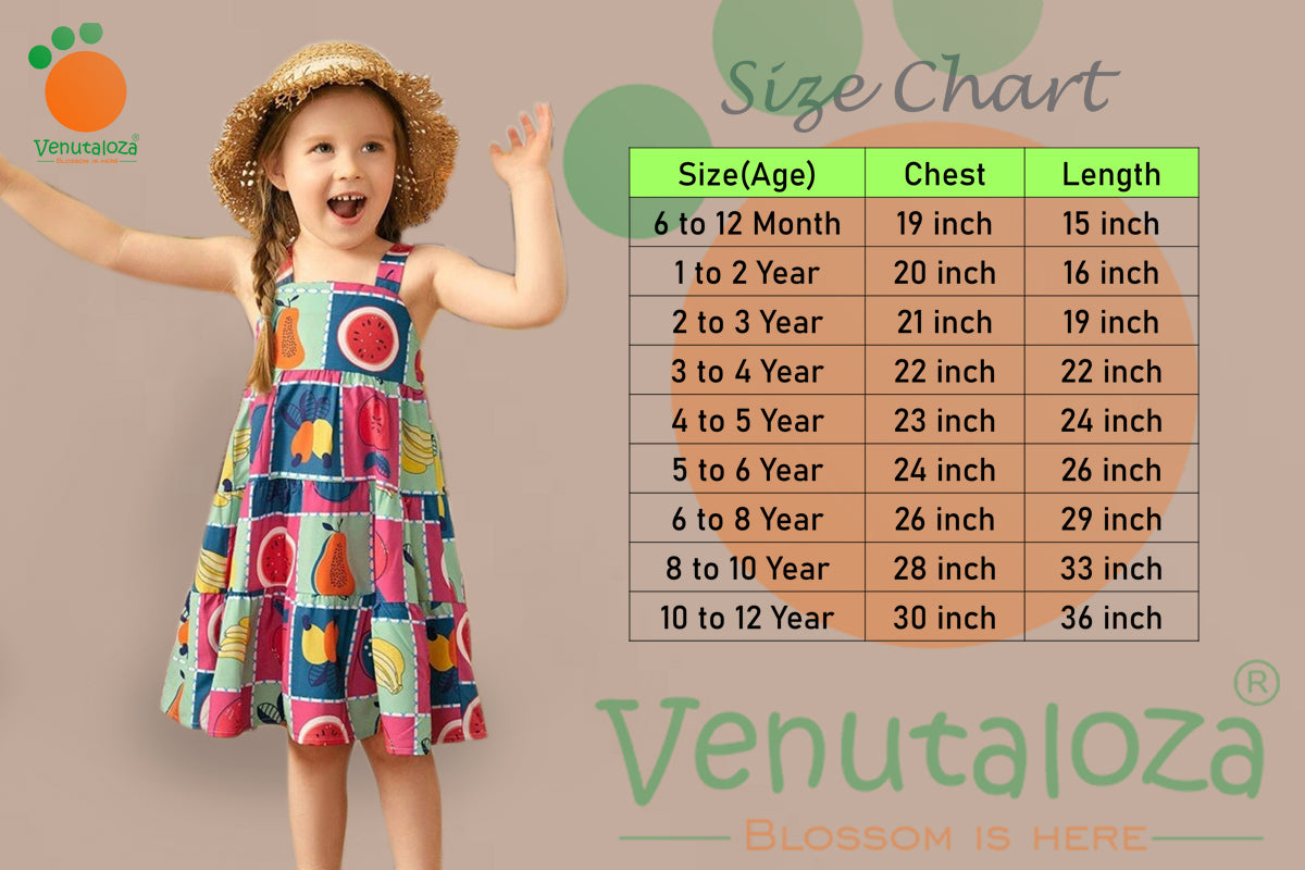 Kids New Stylish Fashion Blue Lining Strawberry Frock & Dress for Baby Girls.