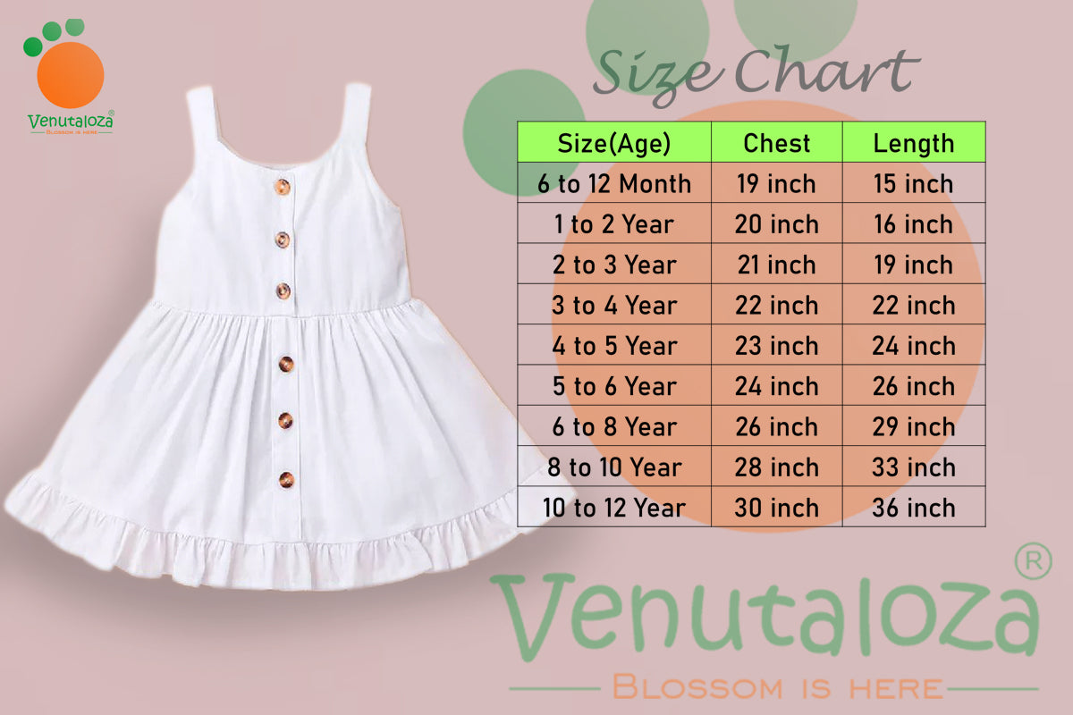 Toddler Girls Stylish Ruffle Hem Fake Button Deginer Frock & Dresses for BabyGirls.