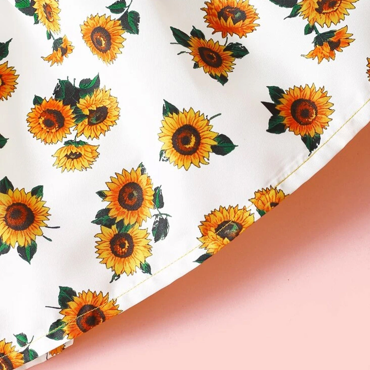 Venutaloza Babydoll Sunflower Print Bow Ruffle Trim Designer Frocks & Dresses for Baby Girl.