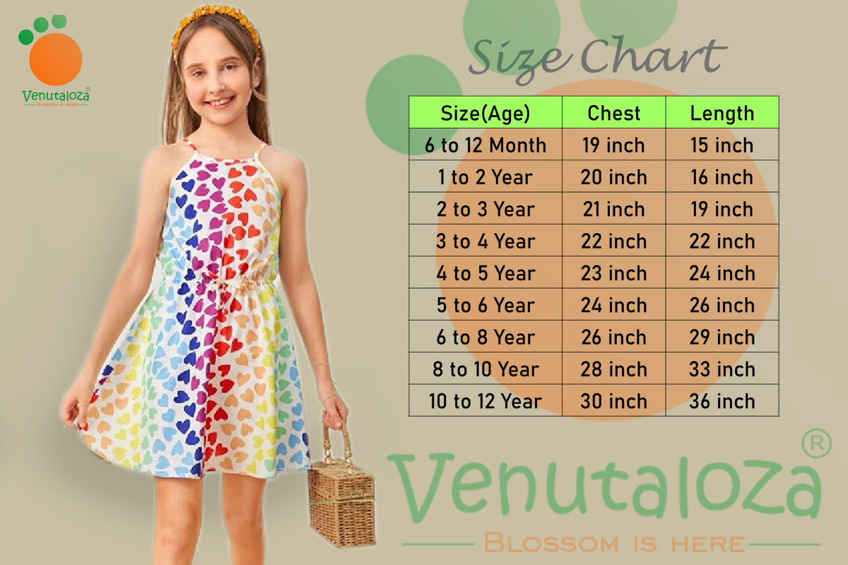 Kids Stylish Heart Design Ruffle Trim Frocks & Dresses for Baby Girl.
