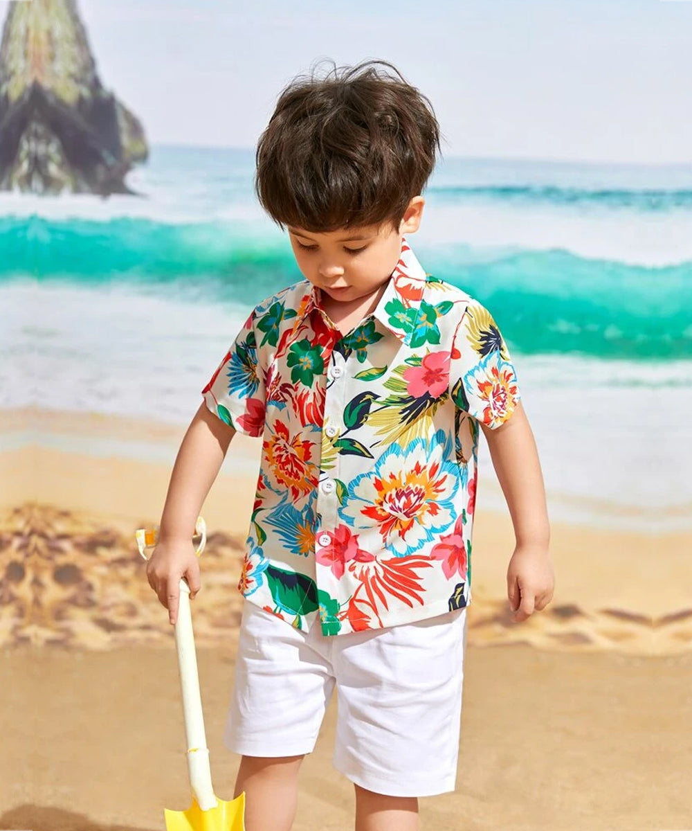 Venutaloza Toddler Boys Floral Graphic Shirt For Boy.