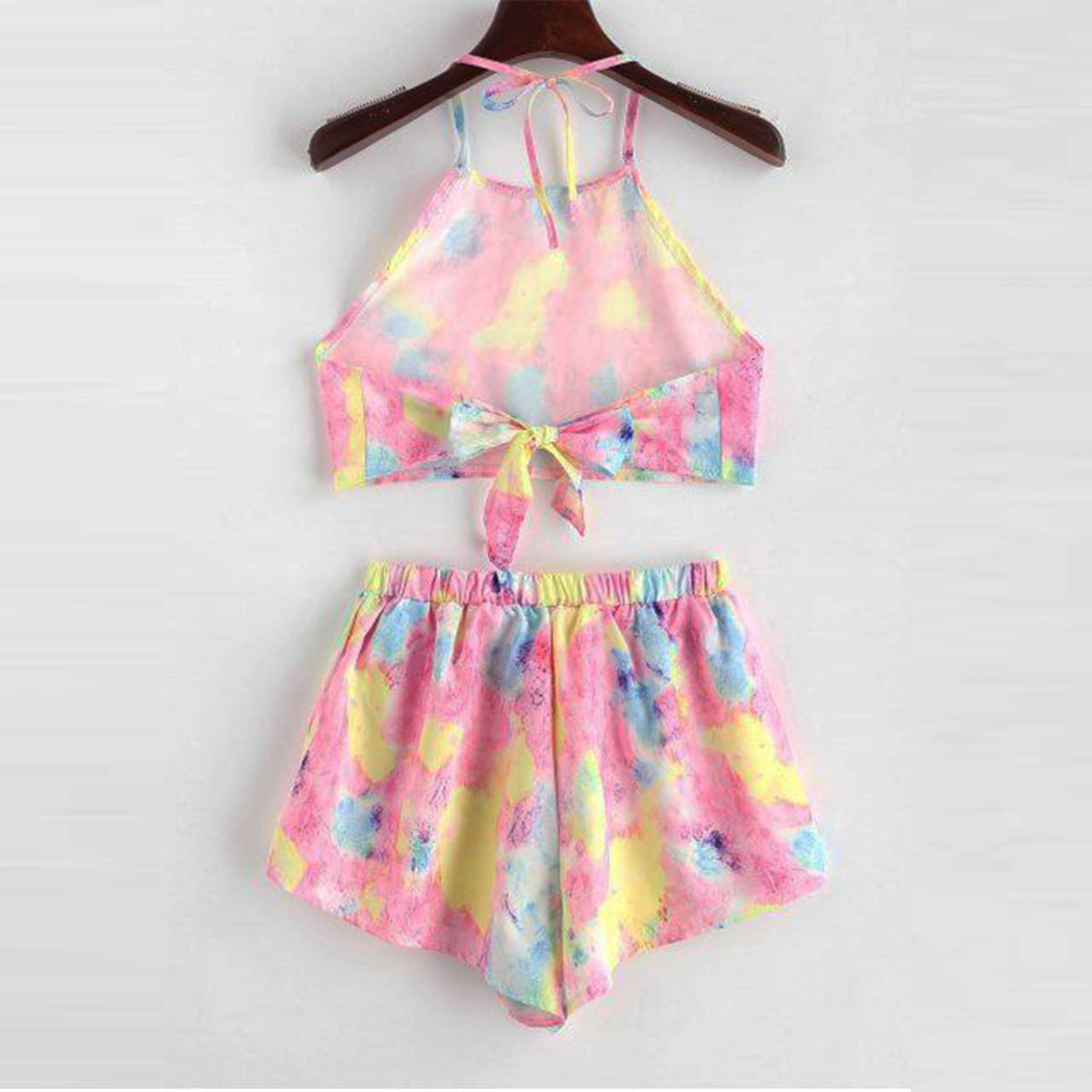 Unique Rainbow Design Crop Top Sleeveless And Shorts For Kids.