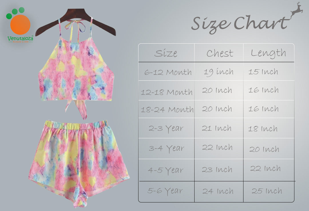 Unique Rainbow Design Crop Top Sleeveless And Shorts For Kids.