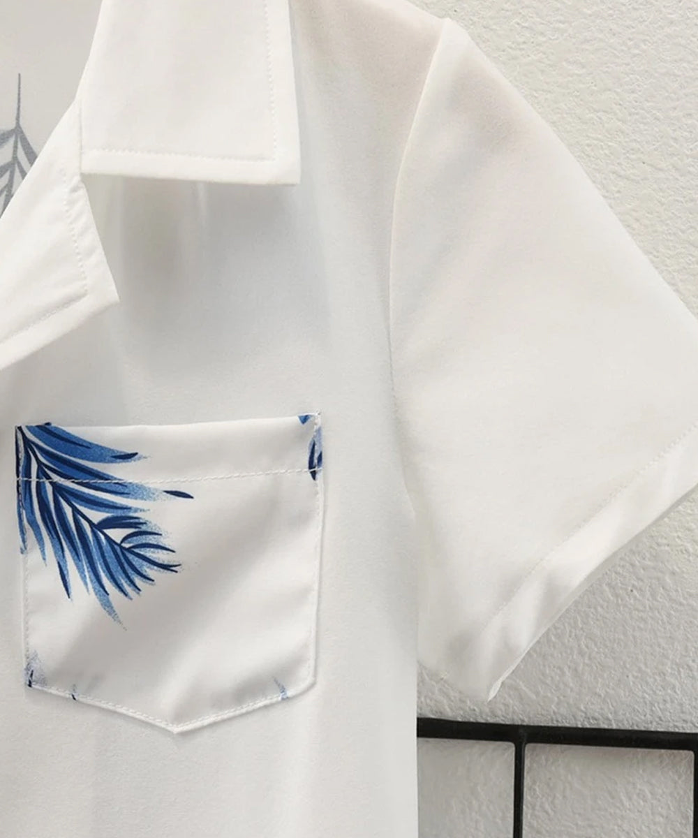Venutaloza Toddler Boys White Tropical Vacation Shirt For Boy.