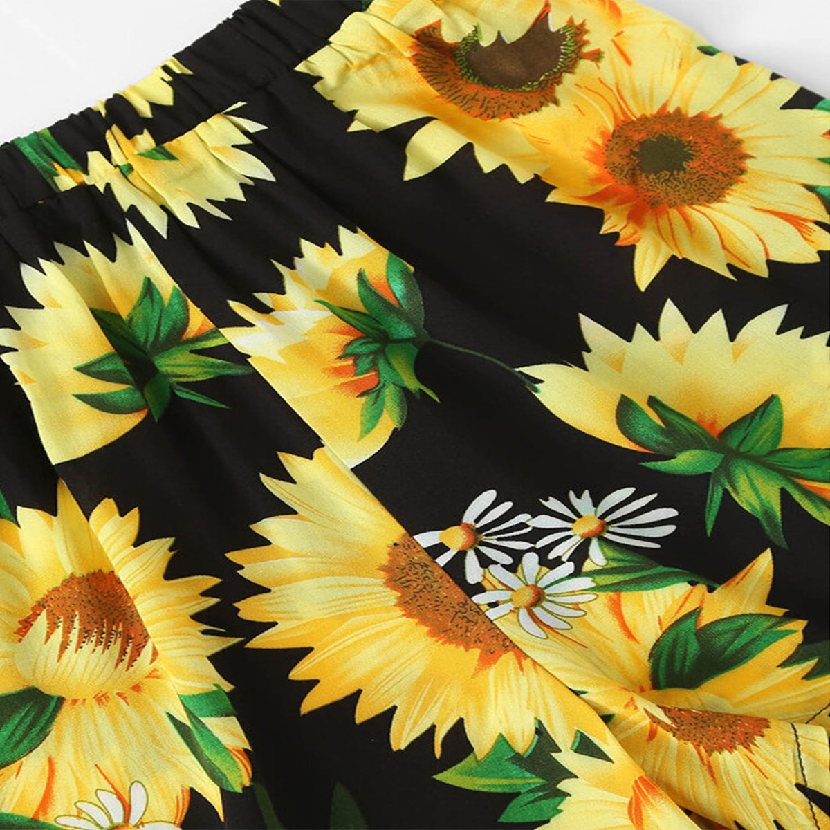 Stylish Cotton Yellow Flower Design Top & Shorts for Kids.