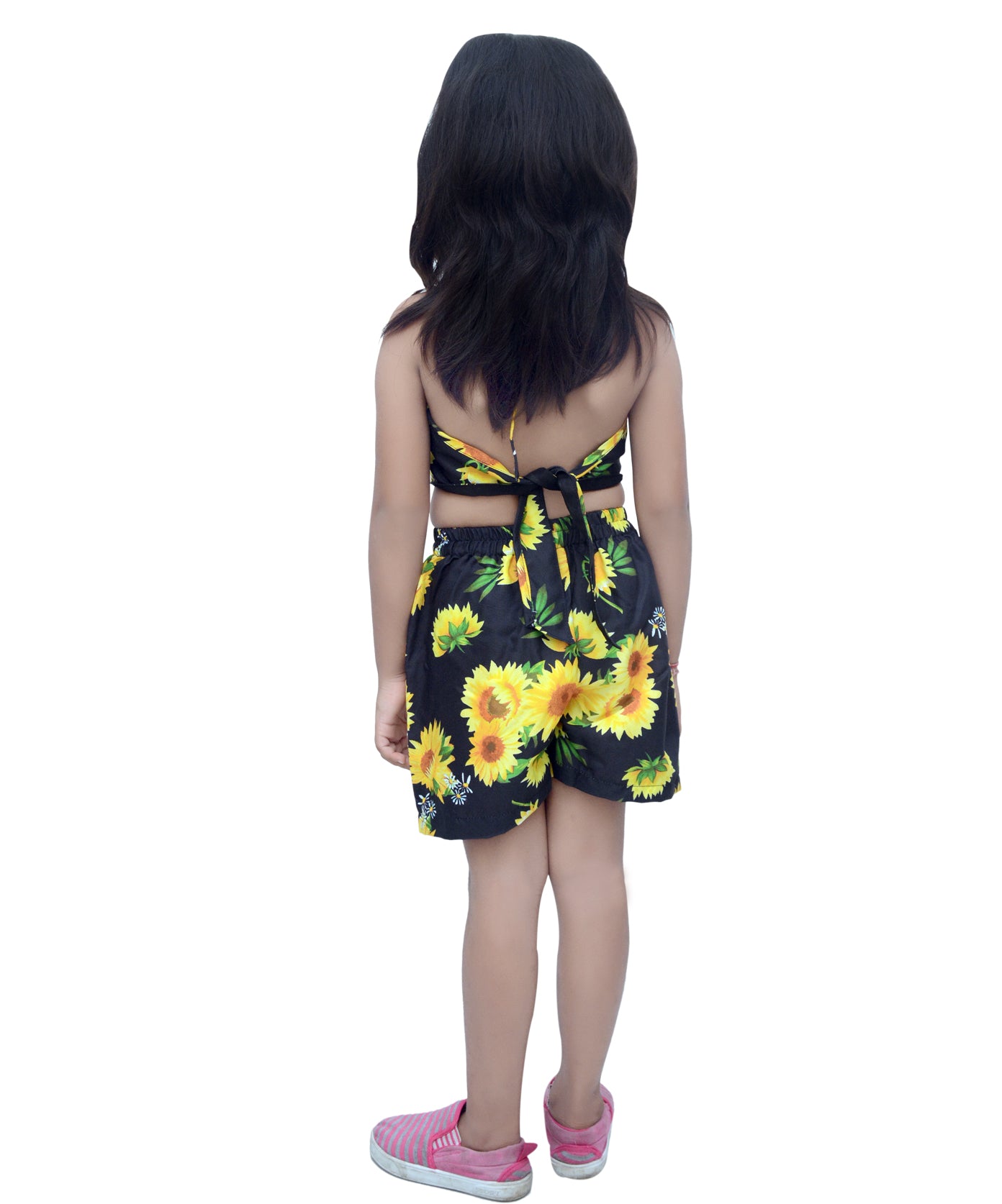 Stylish Cotton Yellow Flower Design Top & Shorts for Kids.