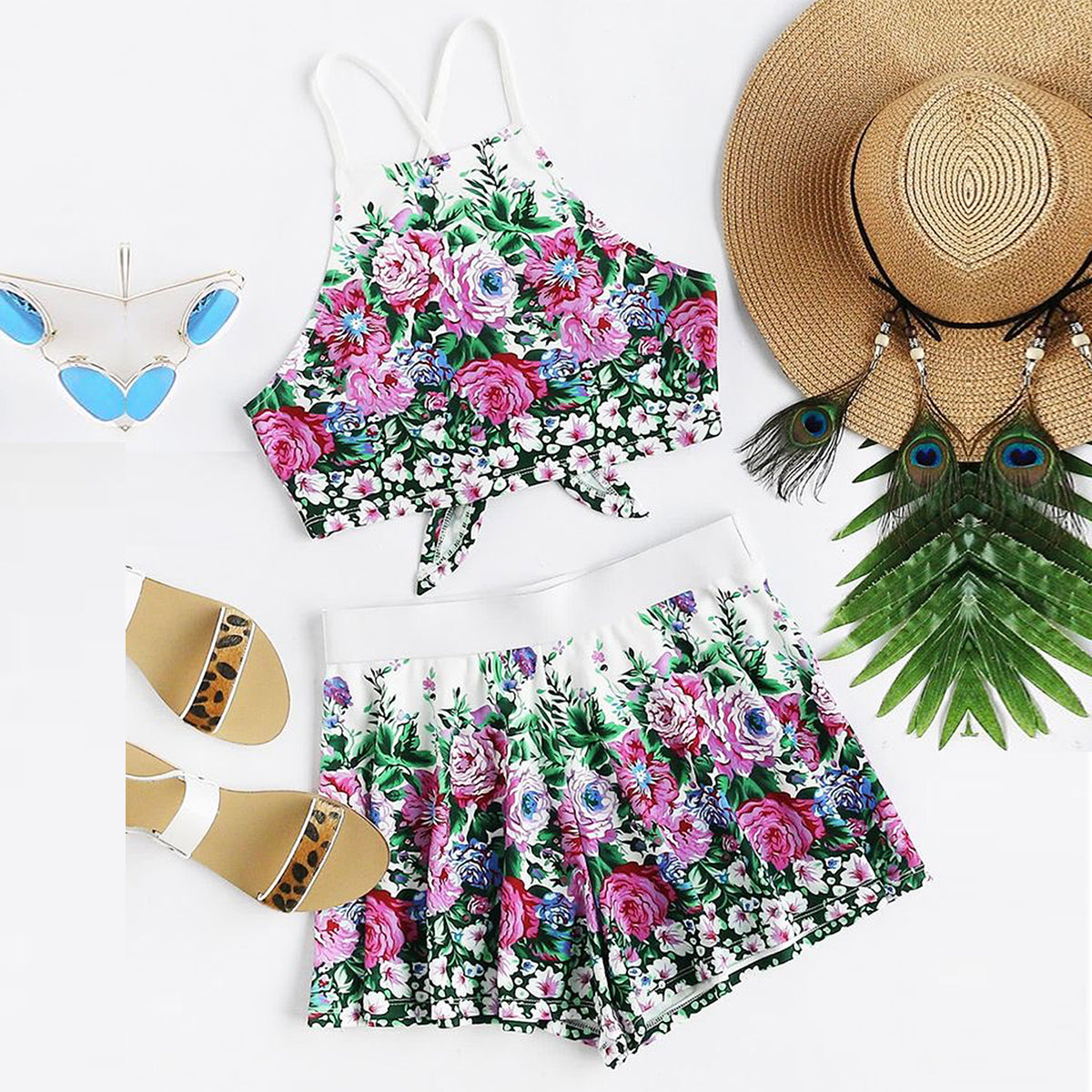 BabyGirl's Stylish Floral Designer Top & Shorts For Kids.