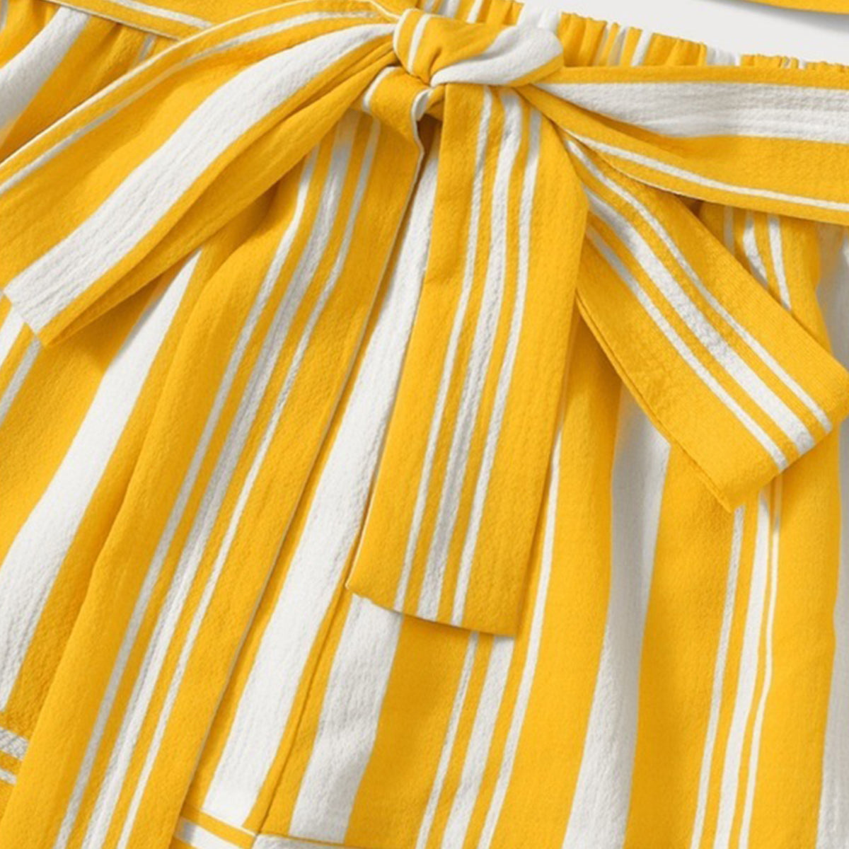 Crop Stylish Yellow Linings Top Sleeveless And Shorts For Baby Girls.