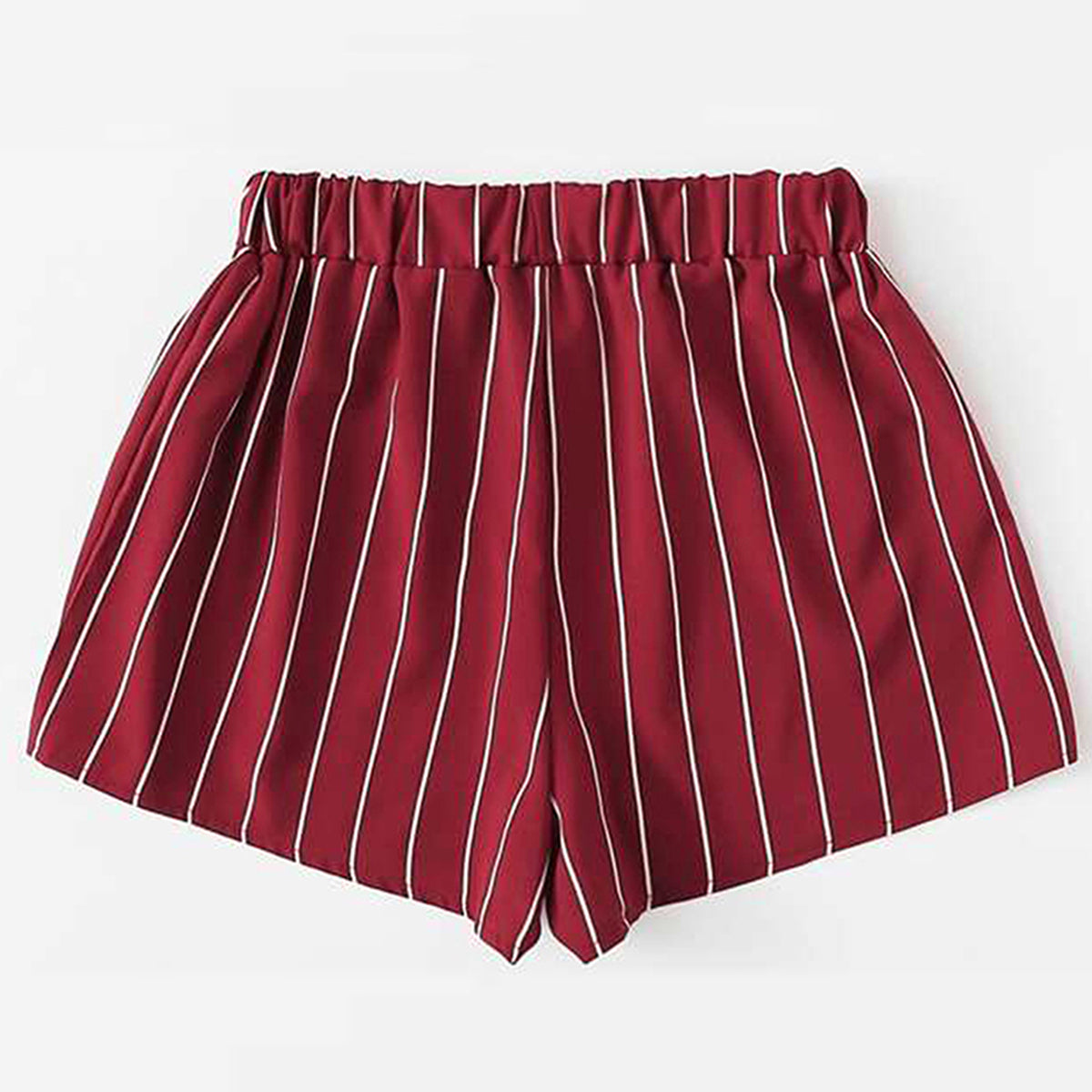 Venutaloza Toddler Girls Maroon Lining Print Waist Shorts.