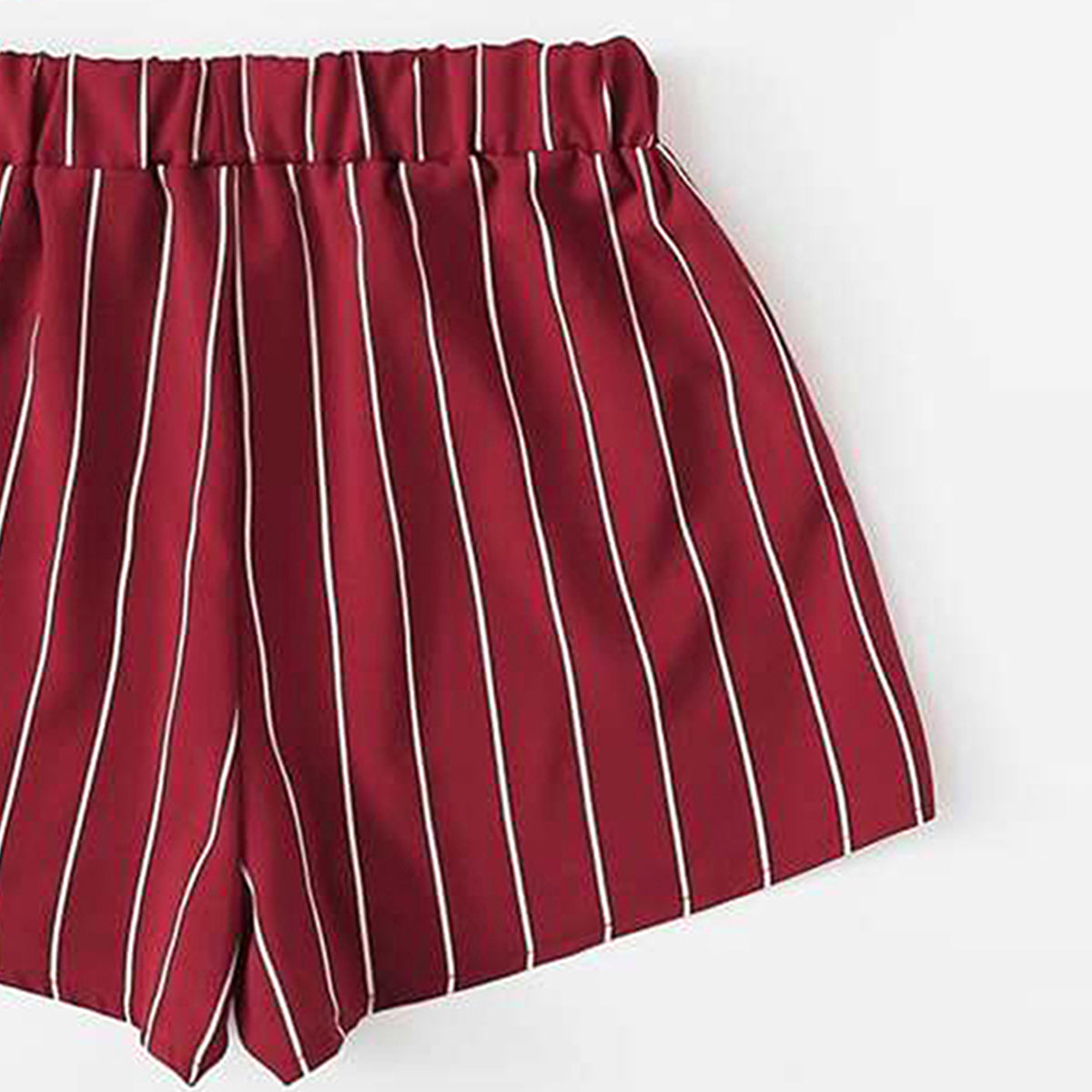 Venutaloza Toddler Girls Maroon Lining Print Waist Shorts.