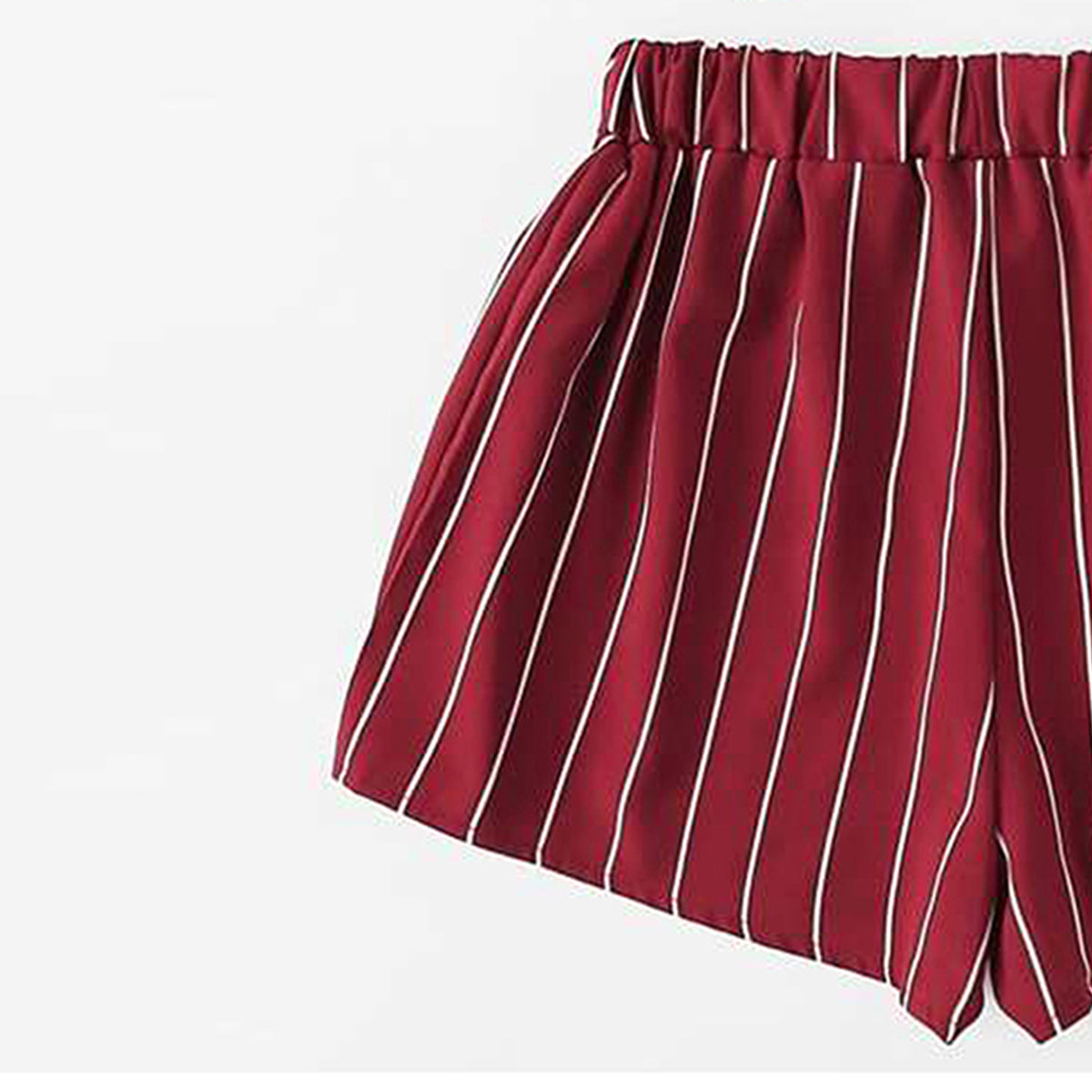 Venutaloza Toddler Girls Maroon Lining Print Waist Shorts.