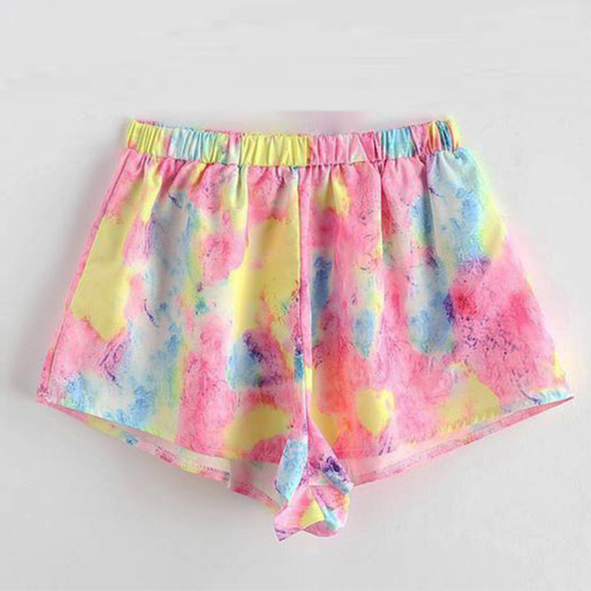 Venutaloza Girls Rainbow Knot Waist Tie Dye Dolphin Shorts.