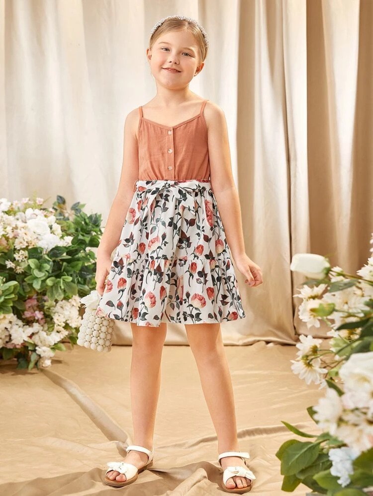 Toddler Girls 1pc Floral Button Front Dresses & Frocks for Baby Girl.