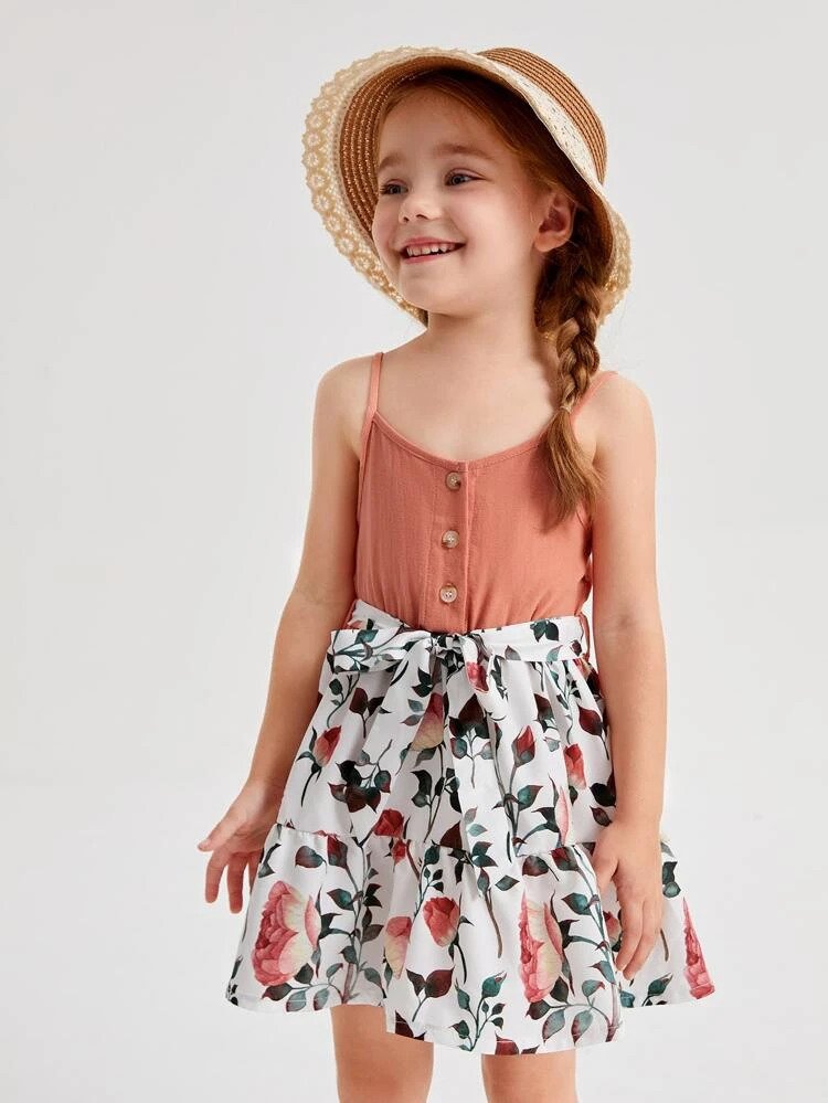 Toddler Girls 1pc Floral Button Front Dresses & Frocks for Baby Girl.