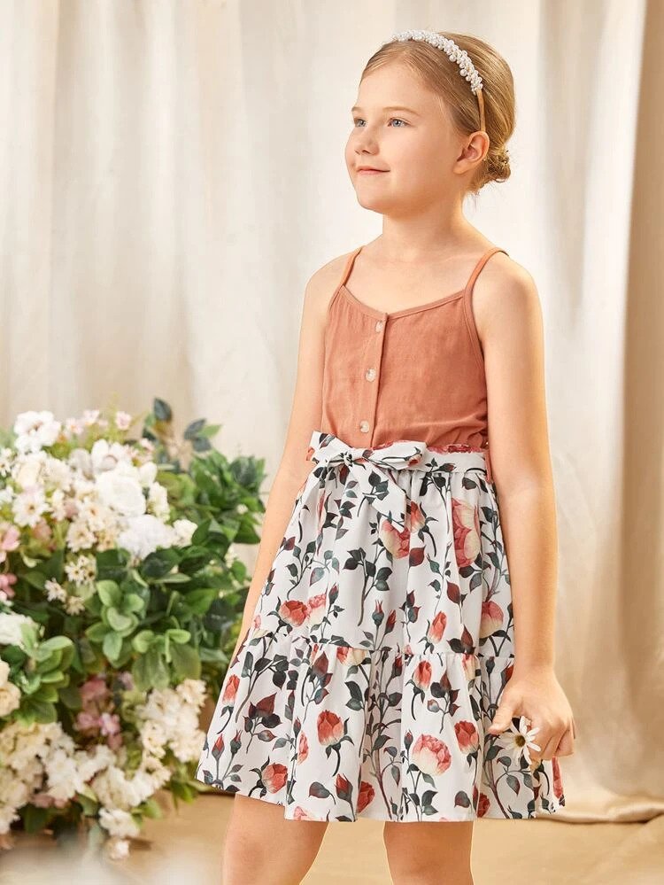 Toddler Girls 1pc Floral Button Front Dresses & Frocks for Baby Girl.