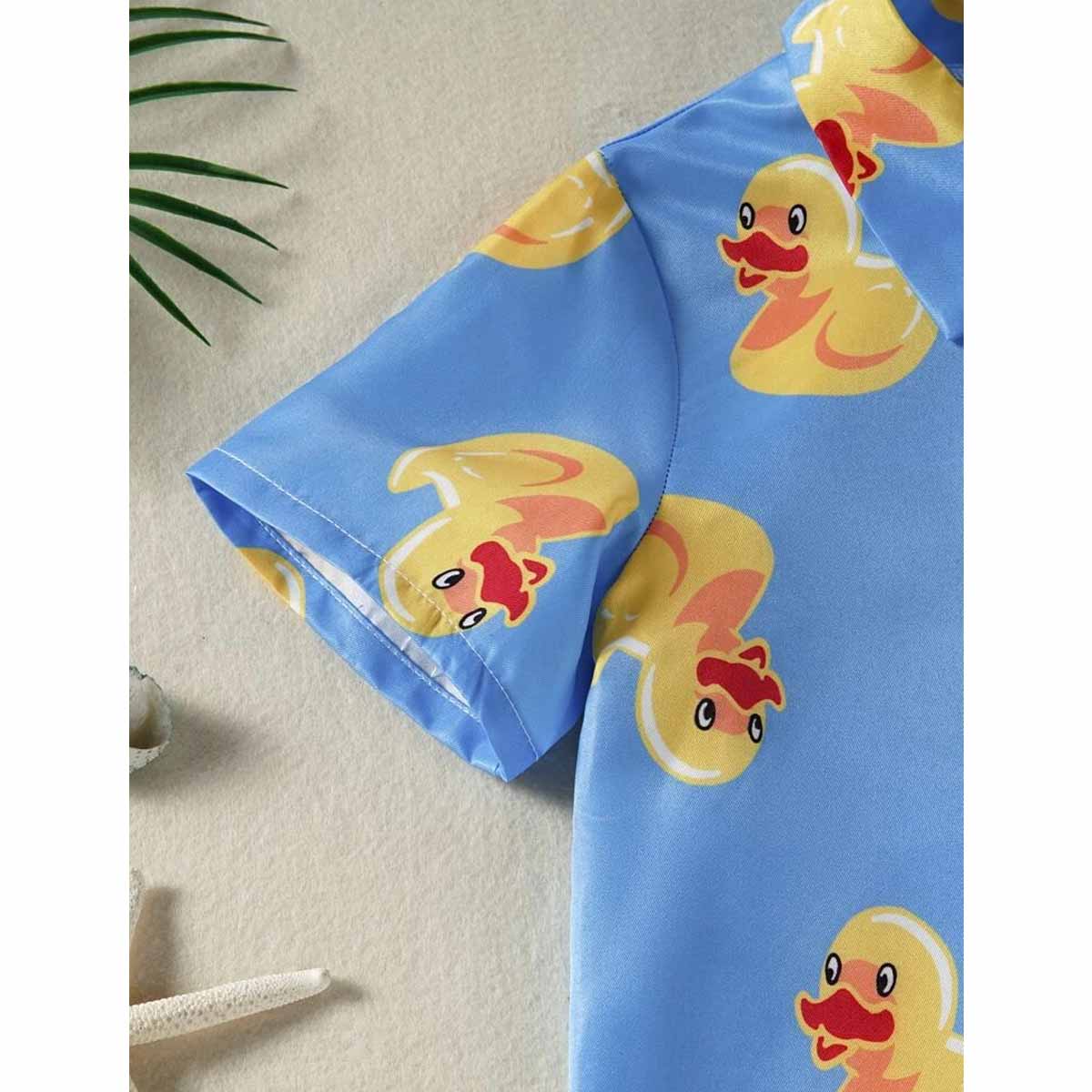VENUTALOZA Toddler Duck Pattern & Button Front Shirt For Unisex.