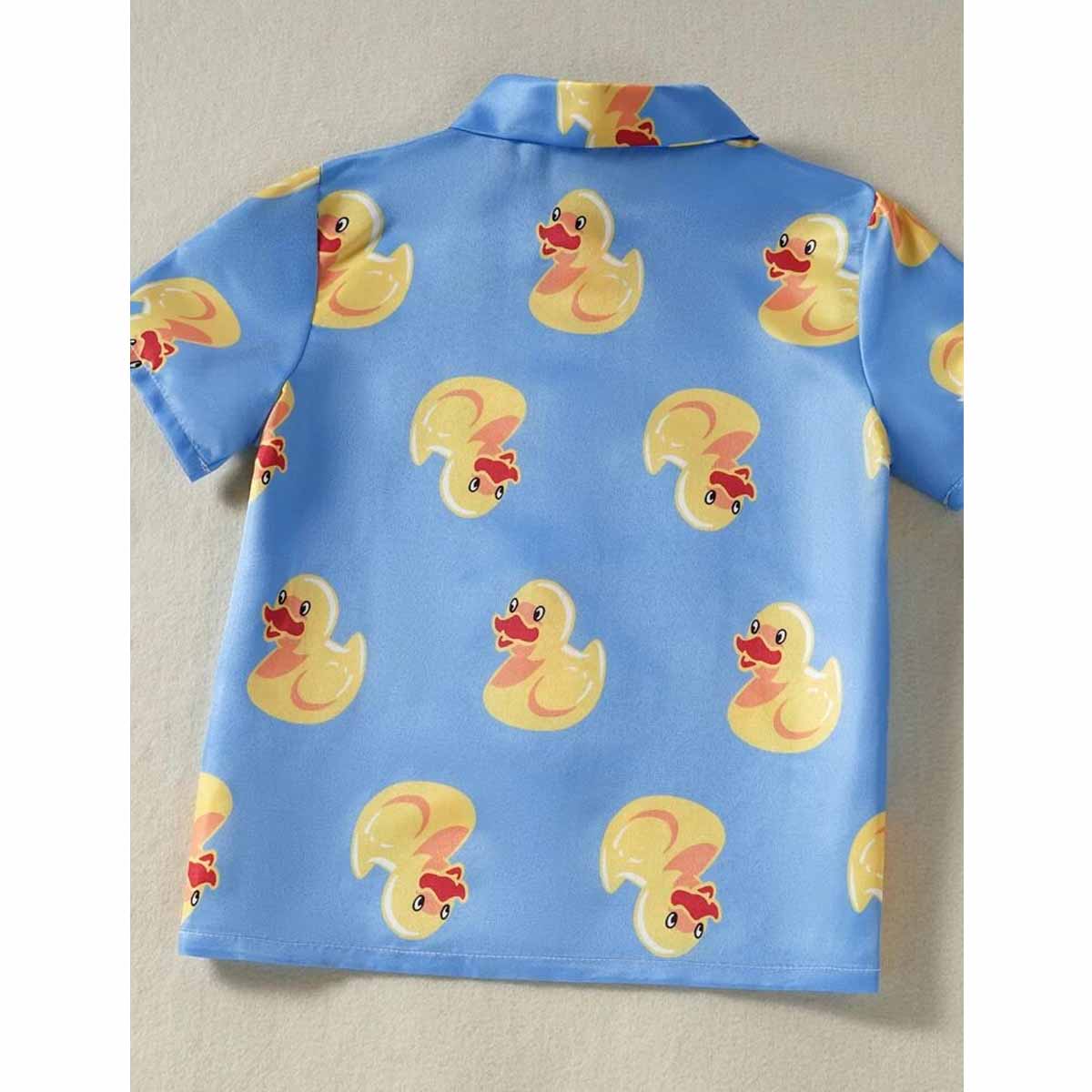 VENUTALOZA Toddler Duck Pattern & Button Front Shirt For Unisex.