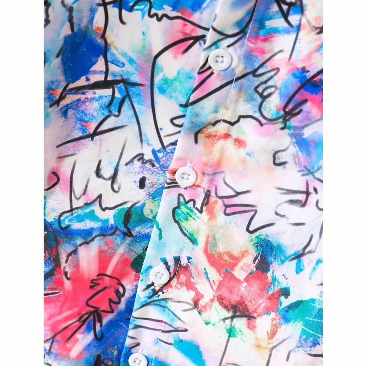 Venutaloza Colorful Graphic Rainbow Designer Button Front Shirt For Boy.