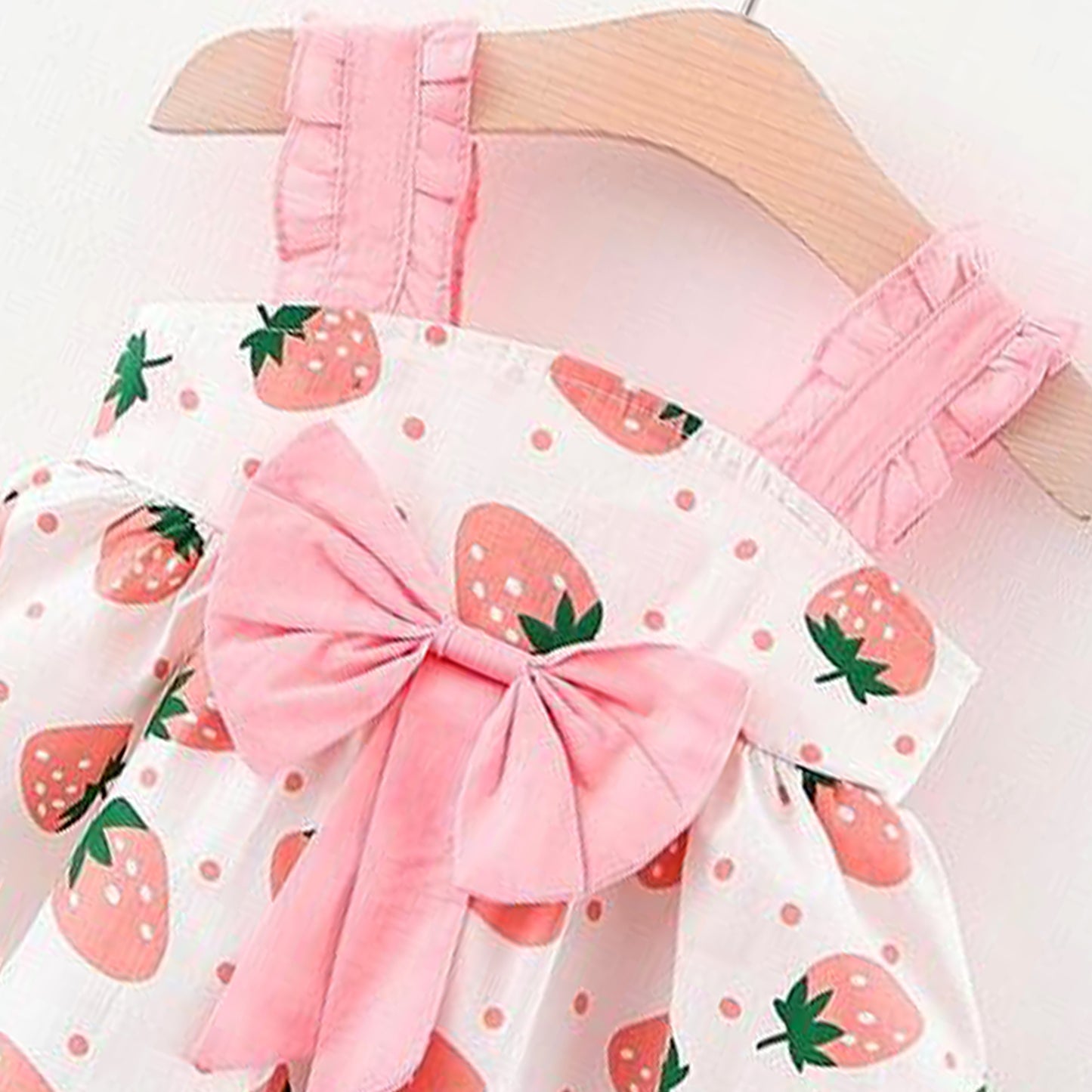 Baby Strawberry Printed Ruffle Trim Dresses_Frocks 3 Combo for Kids.