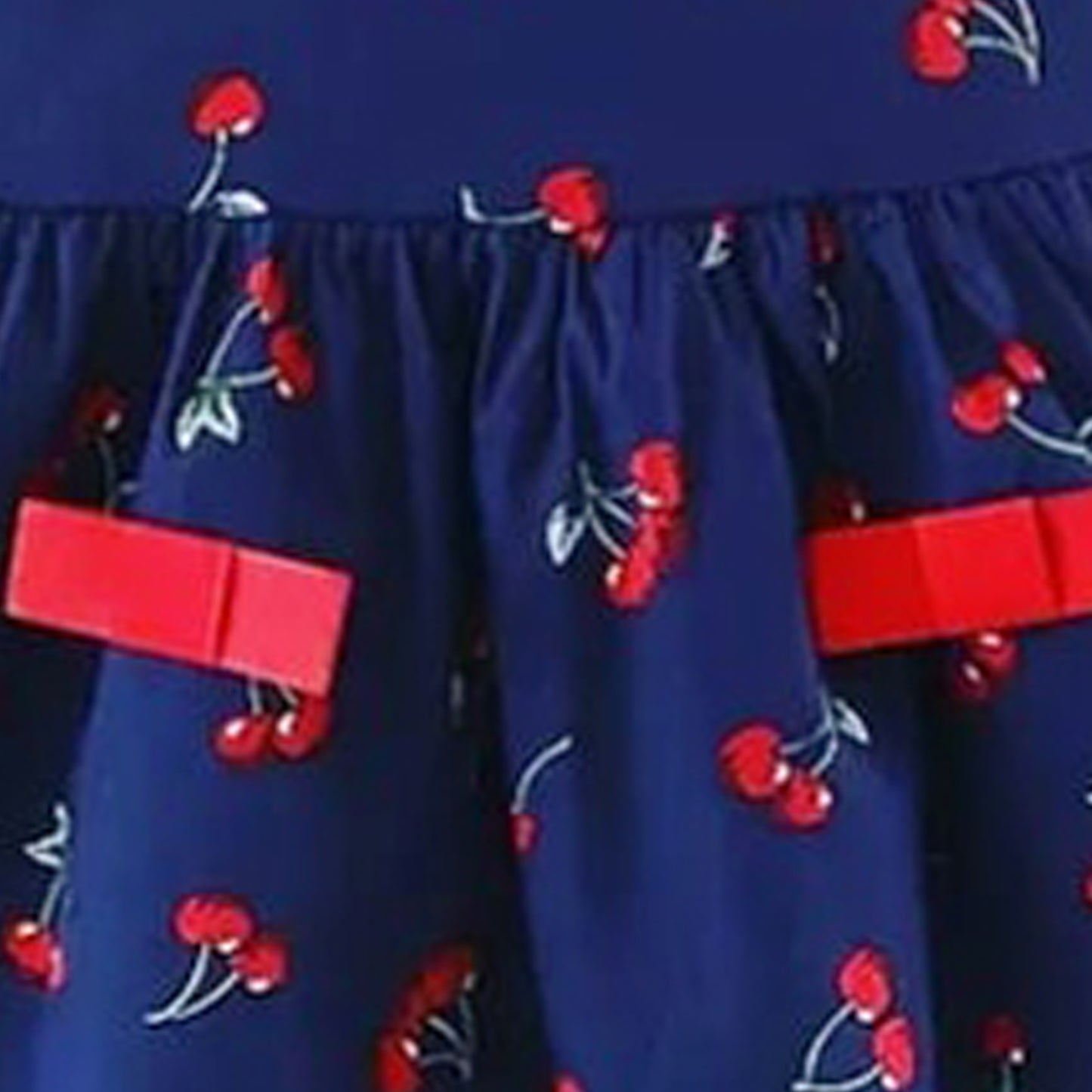 Baby Girl Sleeveless Fruits Printed Dress in Navy Color For Girls.