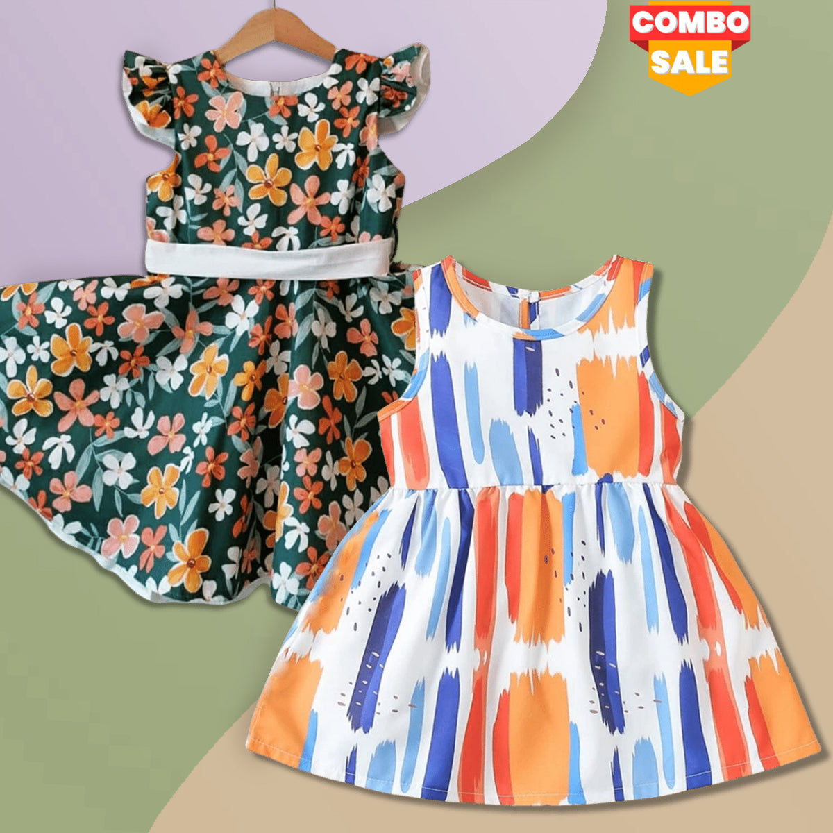 Princess BabyGirl's Floral Dresses & Frocks (Combo Pack Of 2) for Kids.