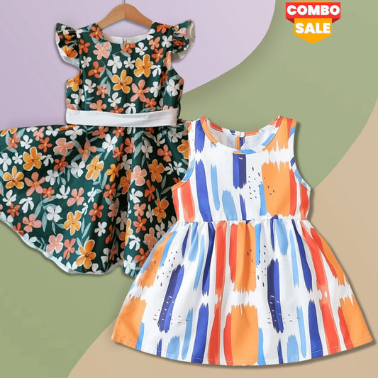 Princess BabyGirl's Floral Dresses & Frocks (Combo Pack Of 2) for Kids.